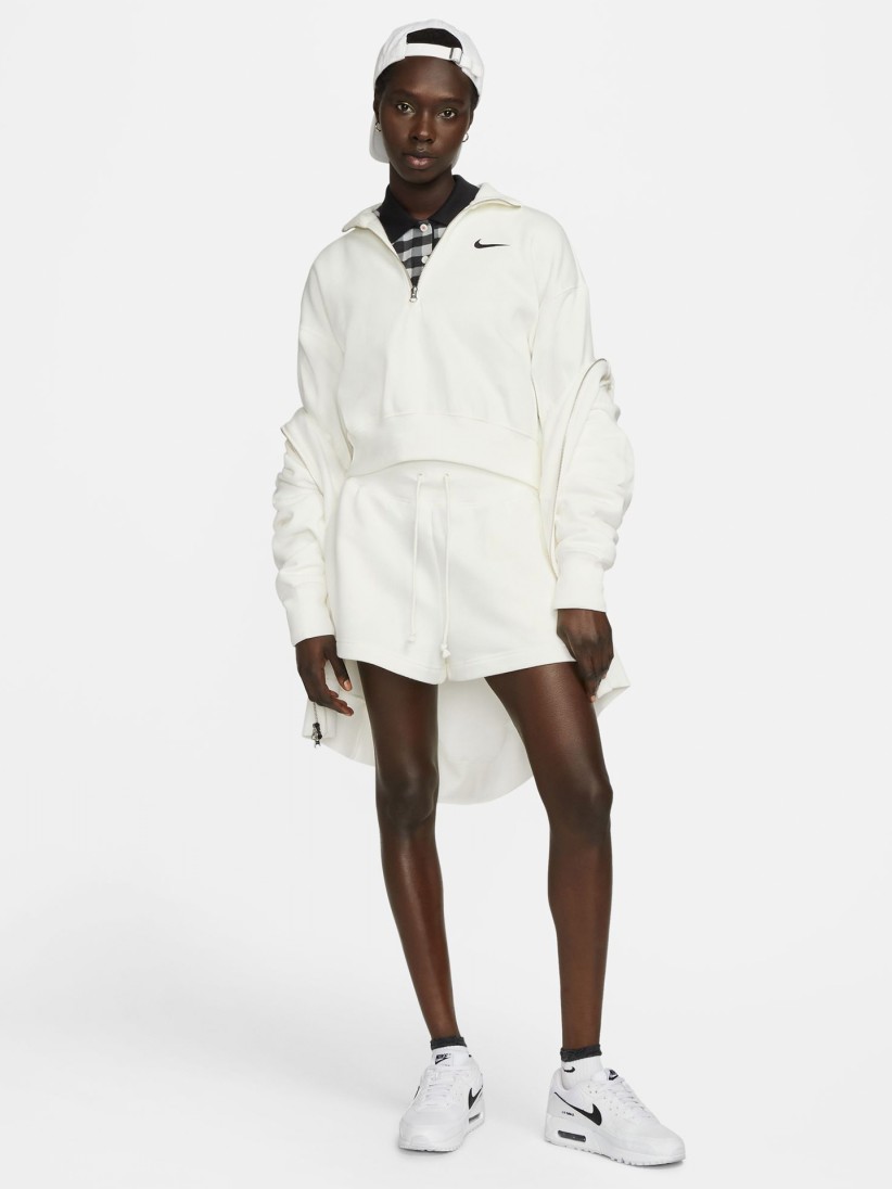 Sudadera con Cremallera Nike Sportswear Phoenix Fleece Crop Blanca Para Mujer