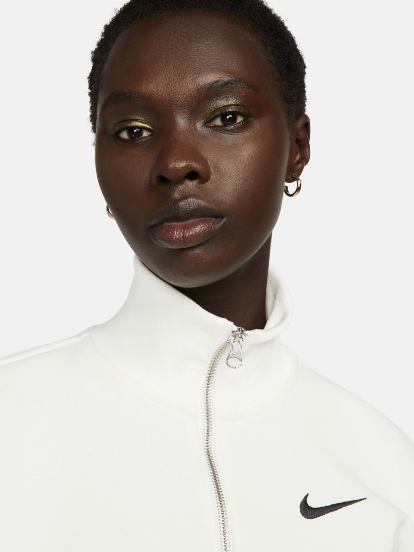 Sudadera con Cremallera Nike Sportswear Phoenix Fleece Crop Blanca Para Mujer