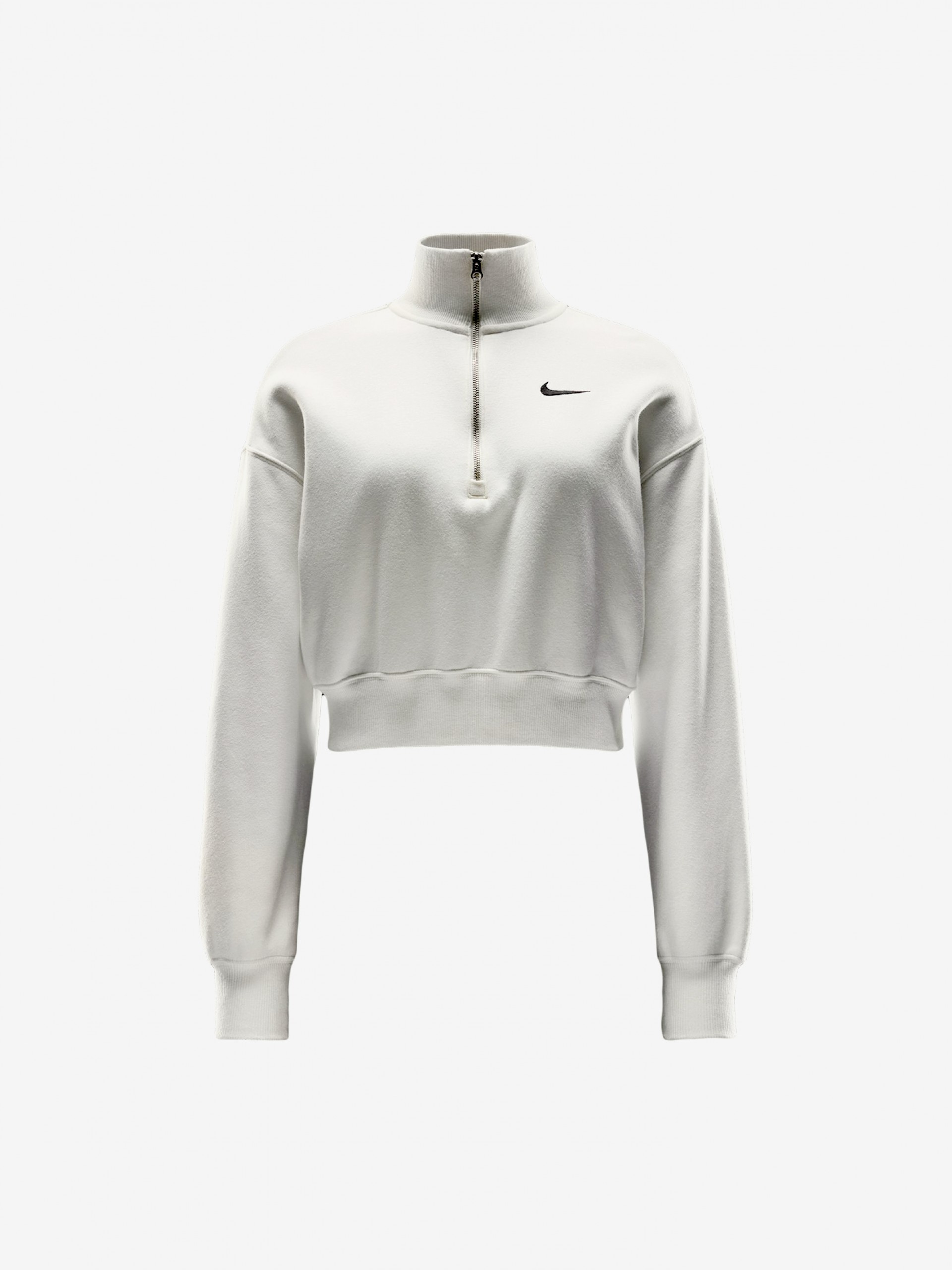 Camisola com Fecho Nike Sportswear Phoenix Fleece Crop Branca Para Mulher