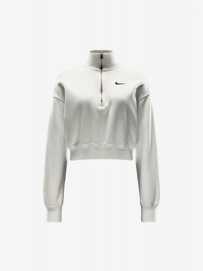 Sudadera con Cremallera Nike Sportswear Phoenix Fleece Crop Blanca Para Mujer