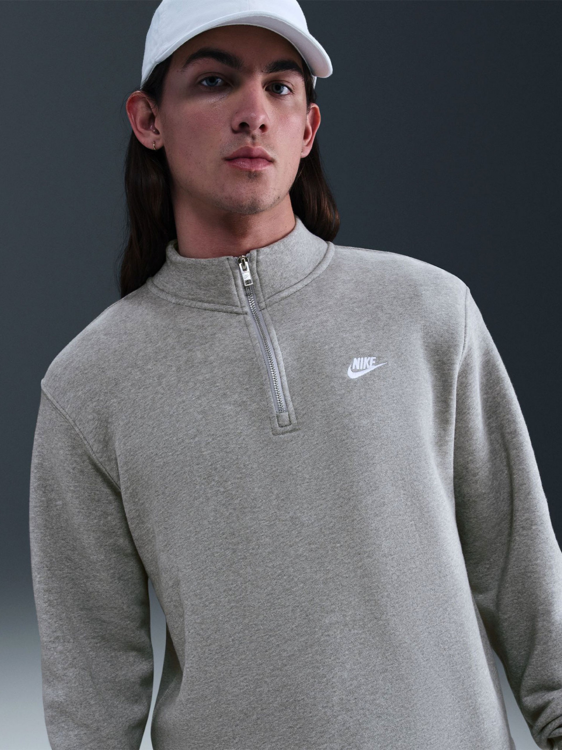Nike Sportswear Club Fleece Grey Zip Sweater For Men