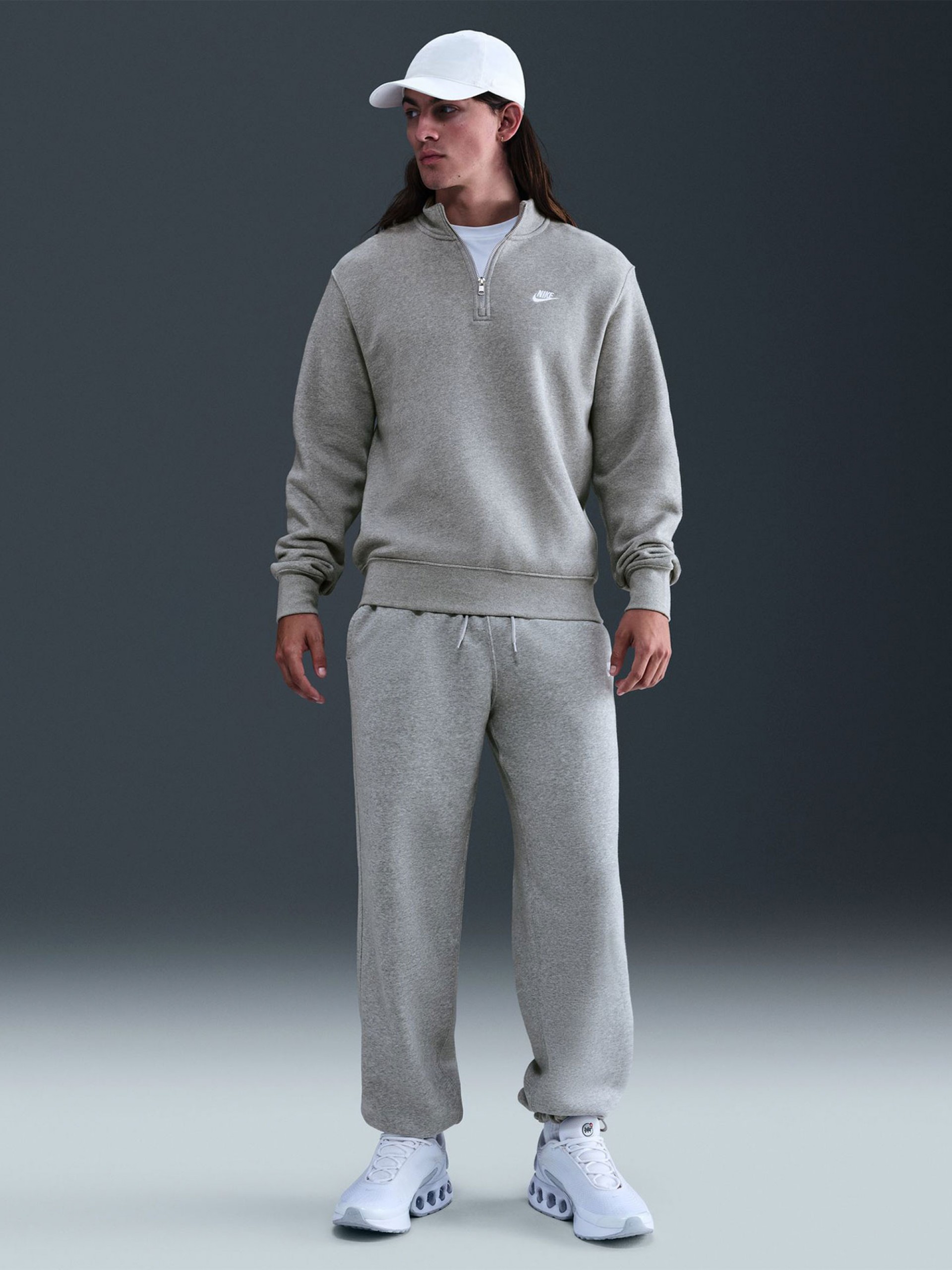 Nike Sportswear Club Fleece Grey Zip Sweater For Men