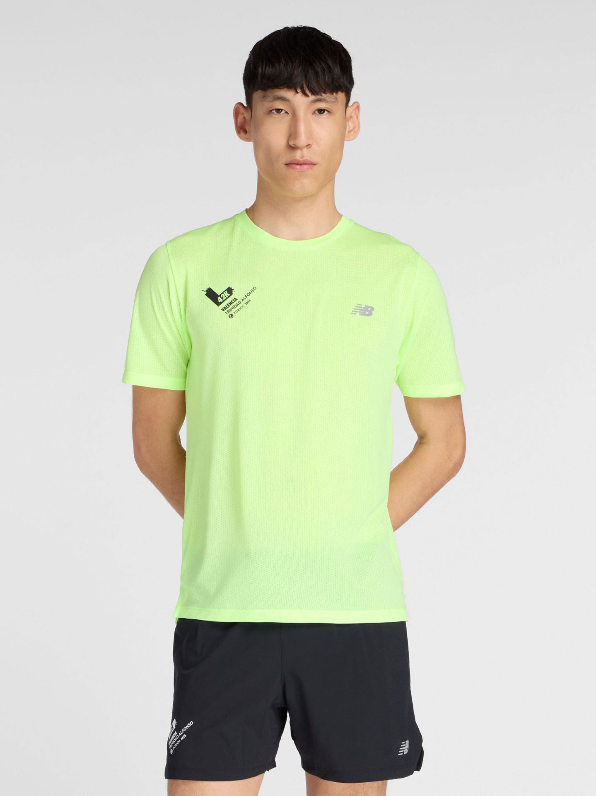 T-shirt de Running New Balance Athletics Maratona Valência Verde