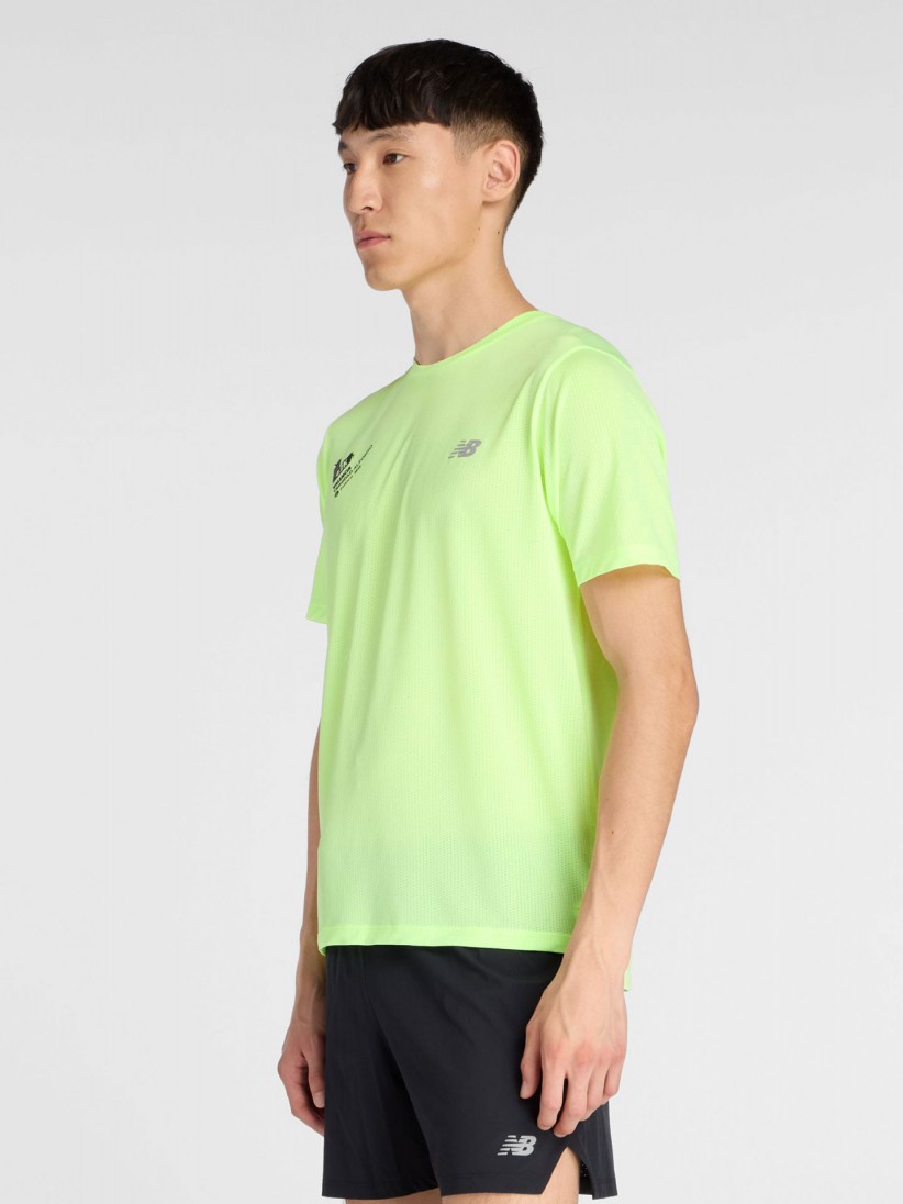 T-shirt de Running New Balance Athletics Maratona Valncia Verde
