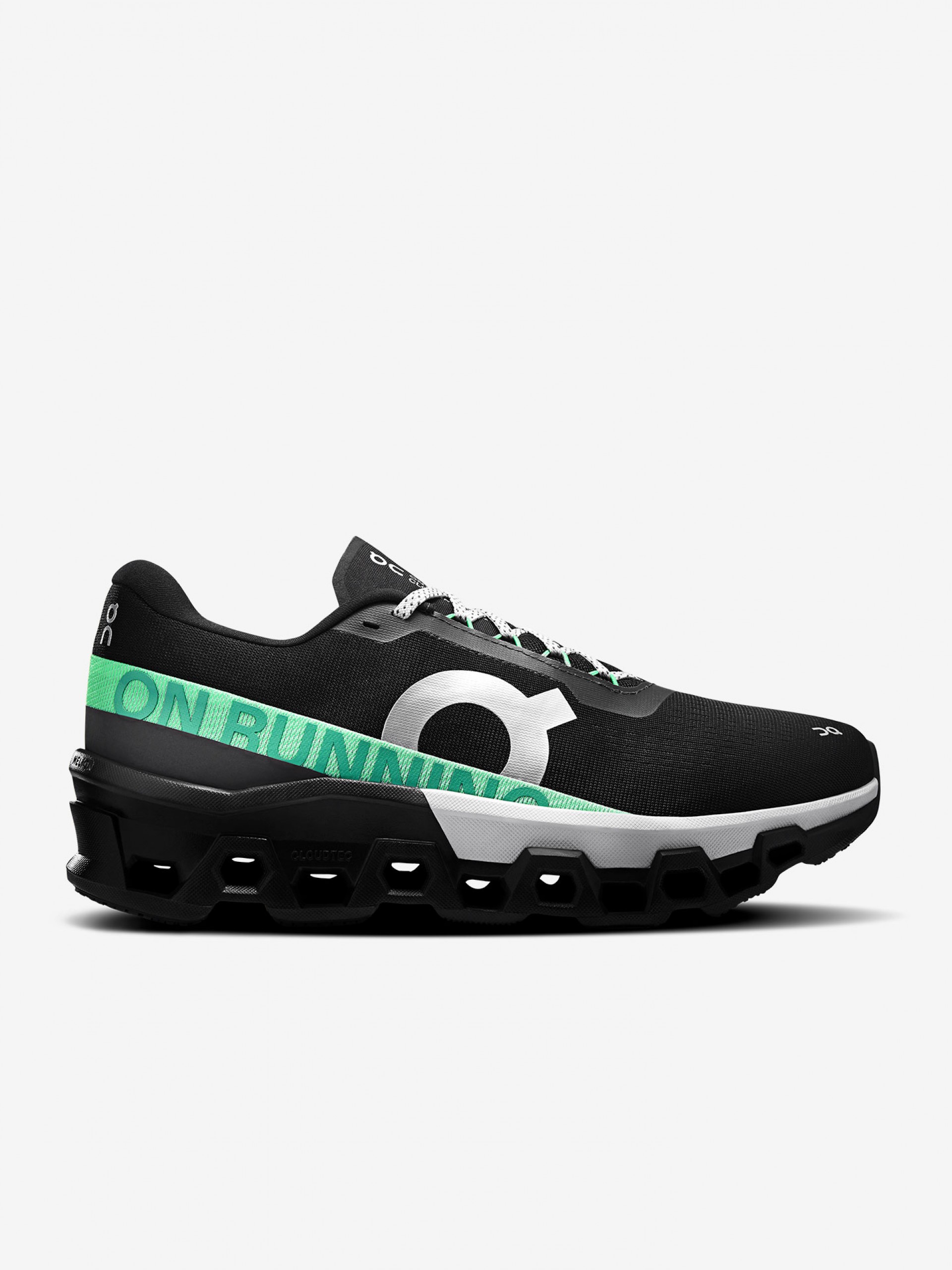 On Running Cloudmonster 2 Black and Green Running Trainers