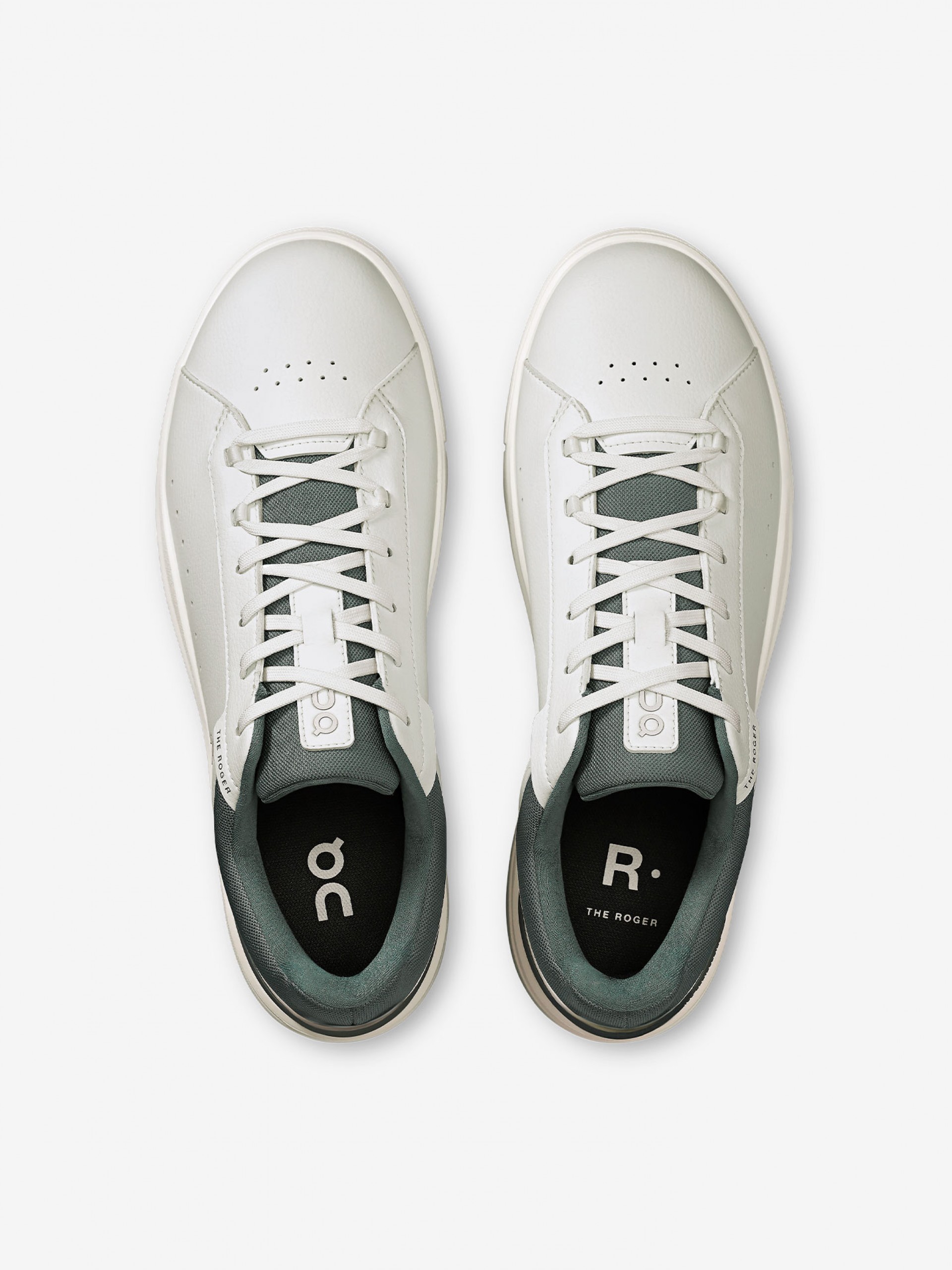 On Running The Roger Advantage White and Green Sneakers