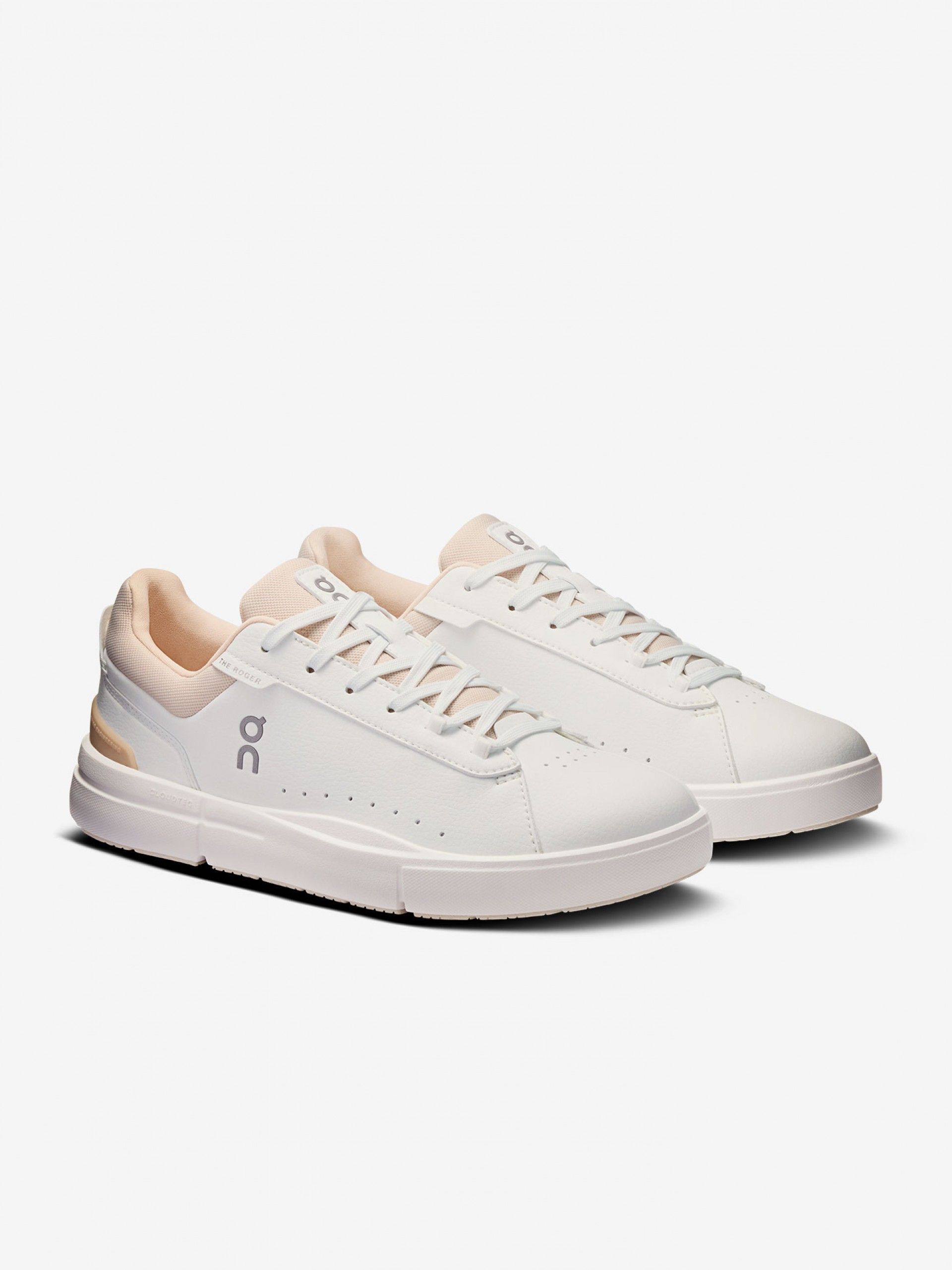 On Running The Roger Advantage White and Pink W Sneakers