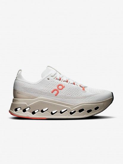 On Running Cloudsurfer Max White and Salmon W Running Trainers