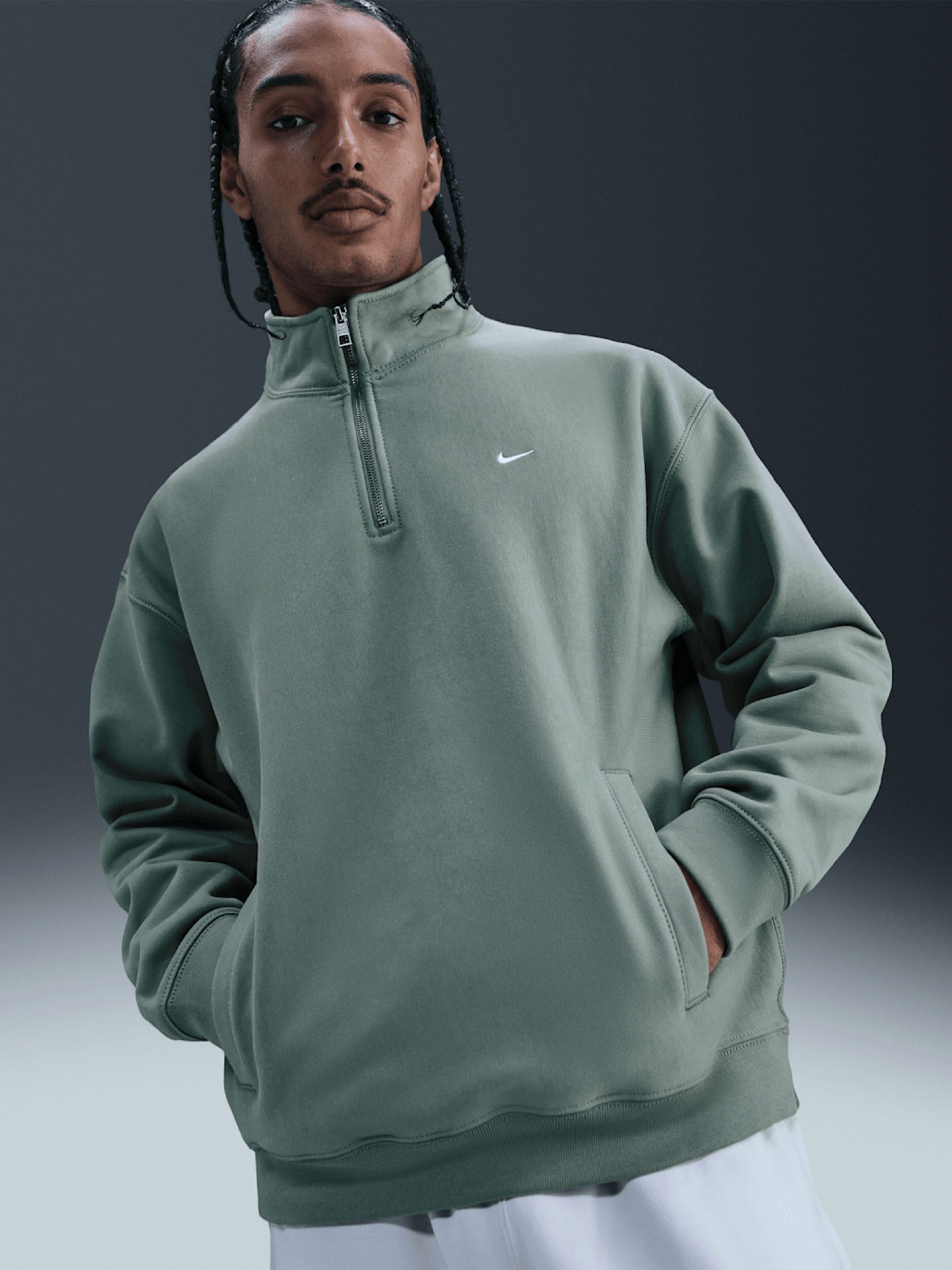 Camisola com Fecho Nike Solo Swoosh Verde Para Homem