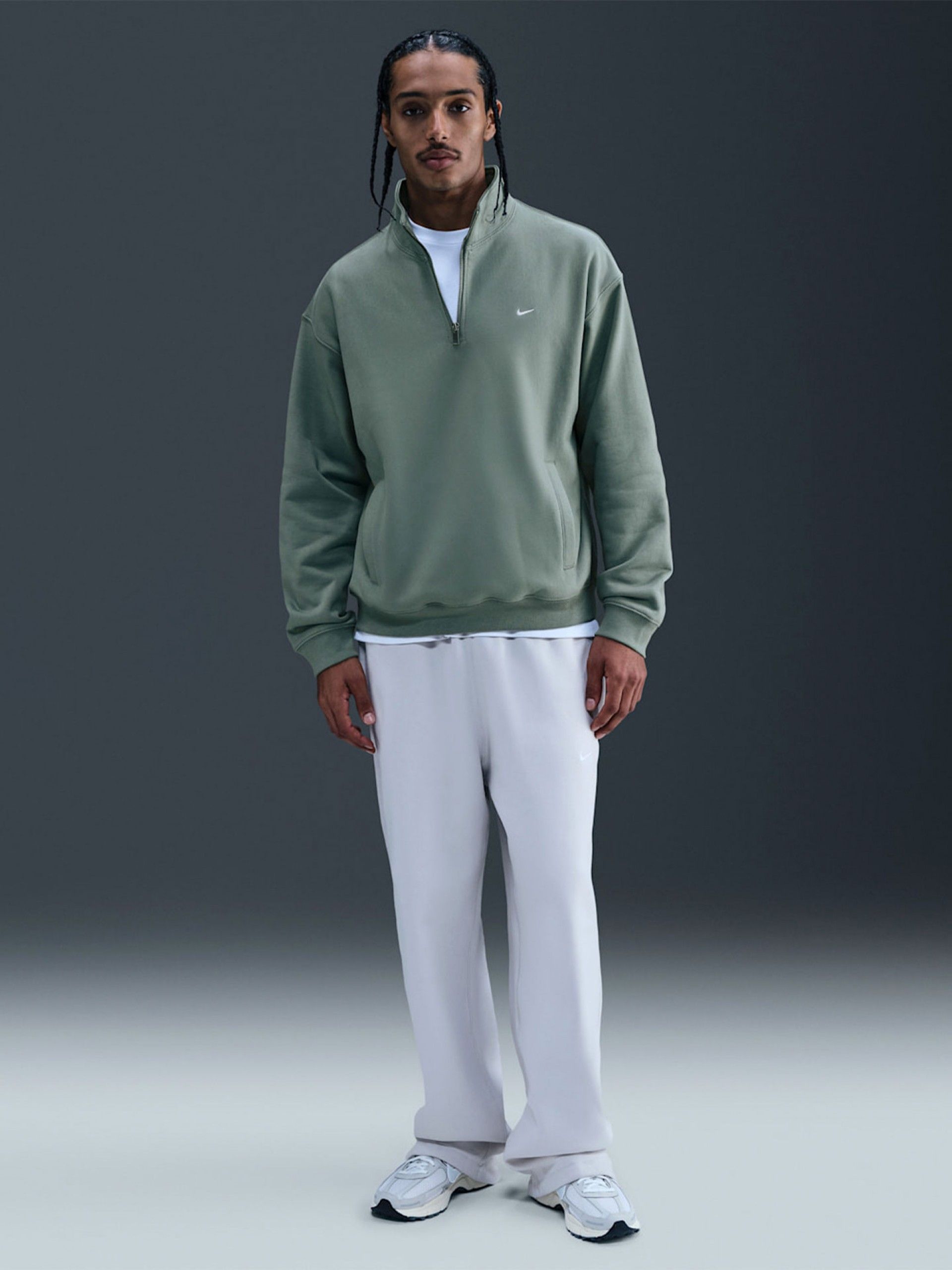 Camisola com Fecho Nike Solo Swoosh Verde Para Homem