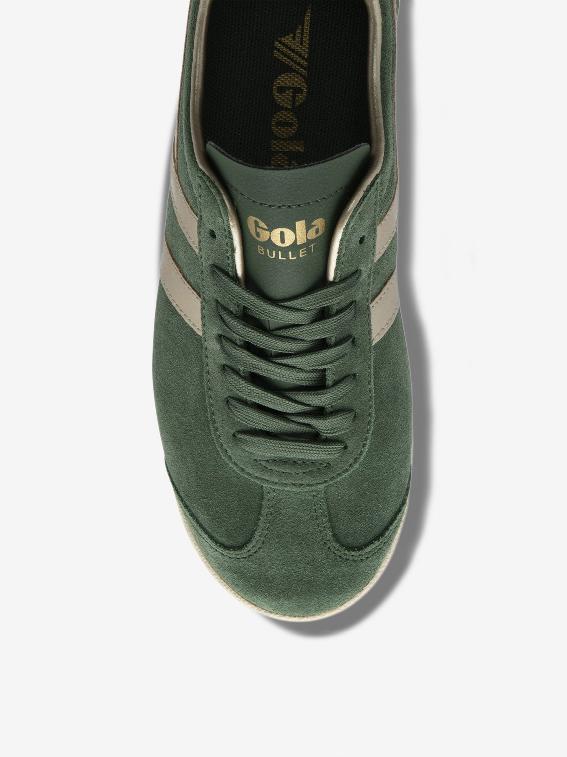 Zapatillas Gola Bullet Pearl Verdes y Doradas de Gamuza Para Mujer