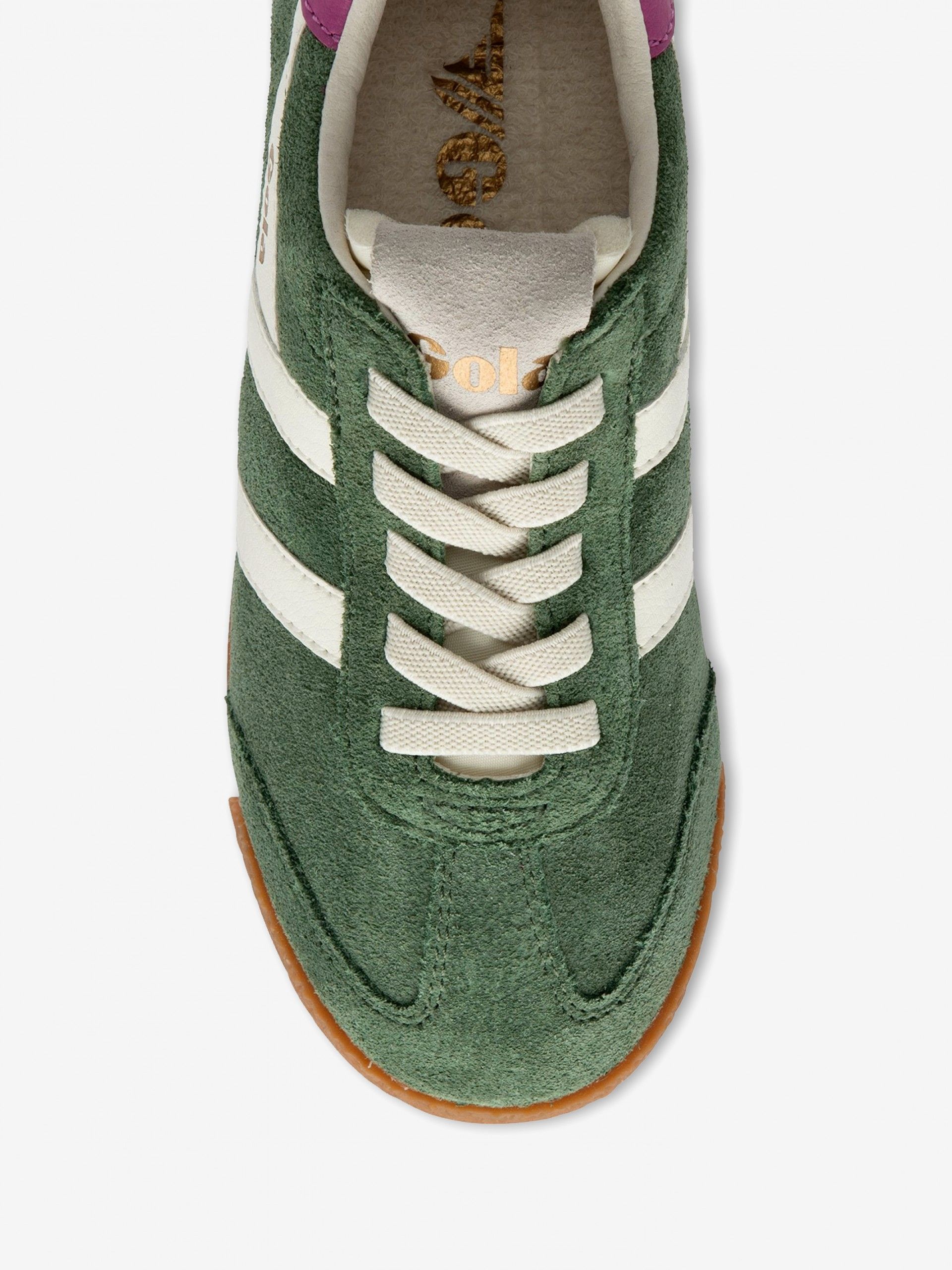 Gola Elan Green and White Suede Sneakers For Children