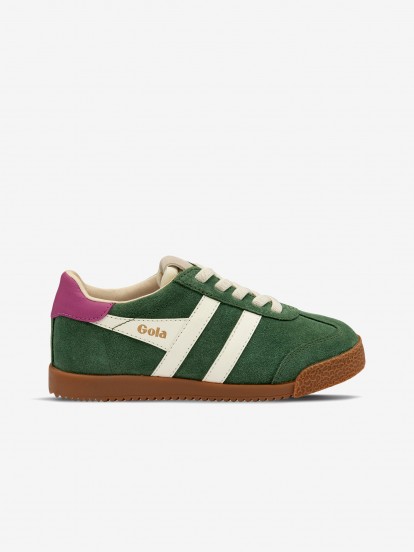 Gola Elan Green and White Suede Sneakers For Children