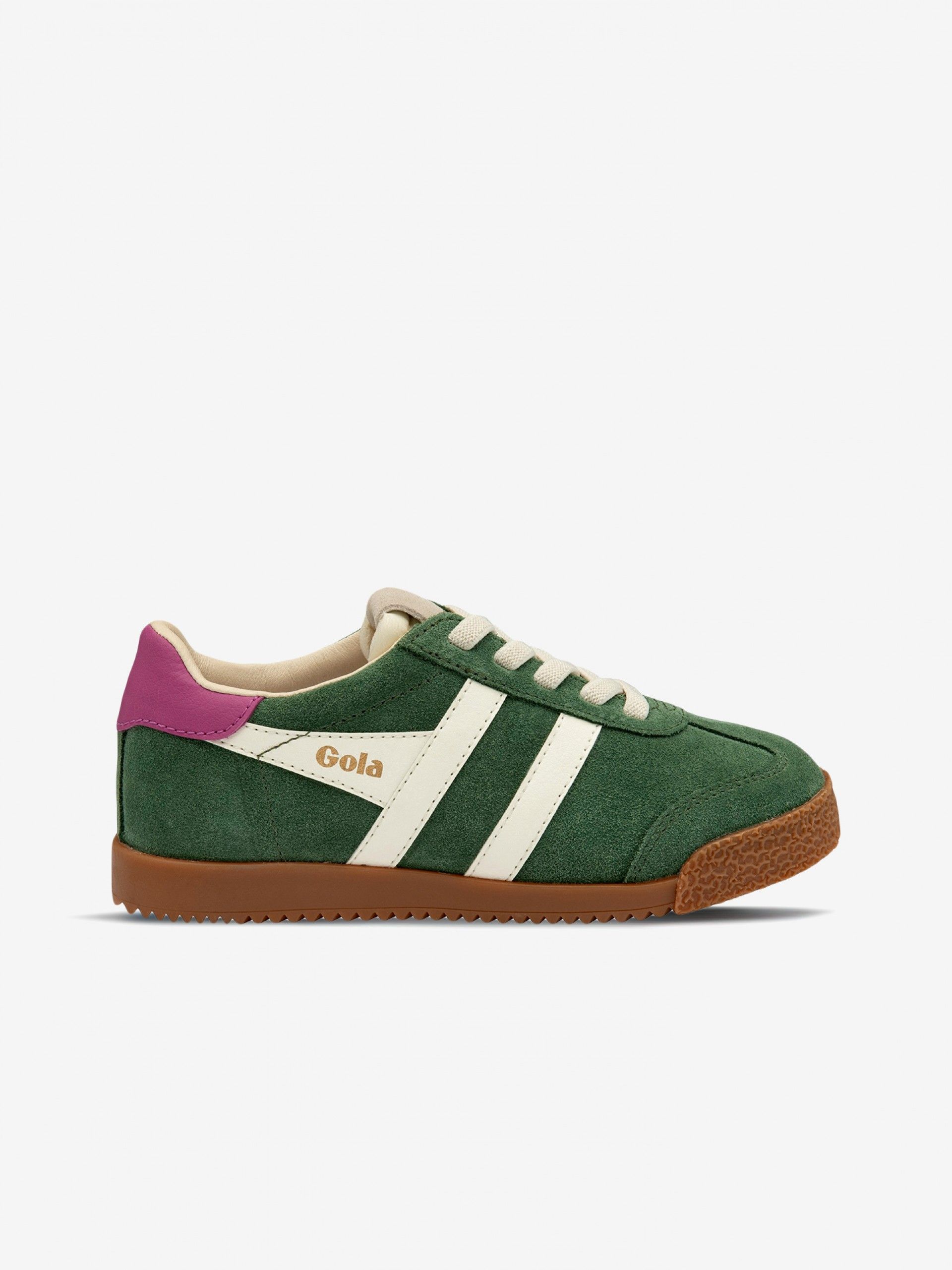 Gola Elan Green and White Suede Sneakers For Children