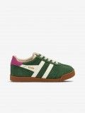Gola Elan Green and White Suede Sneakers For Children