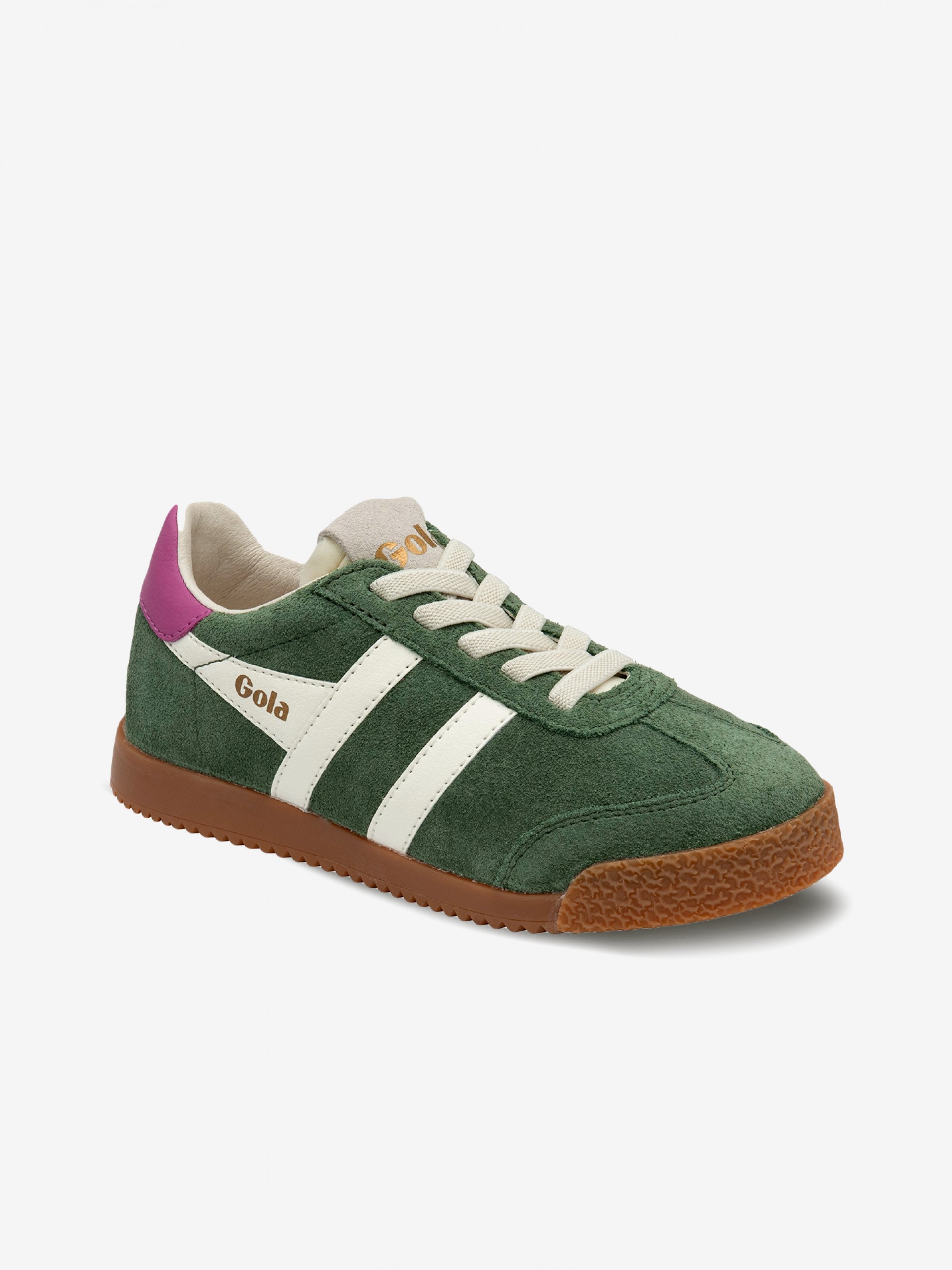 Gola Elan Green and White Suede Sneakers For Children