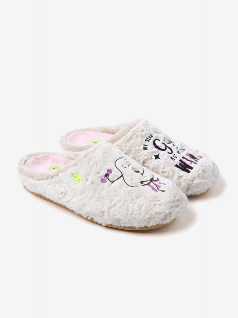 Hot Potatoes Blantyre Beige and Pink Slippers For Women