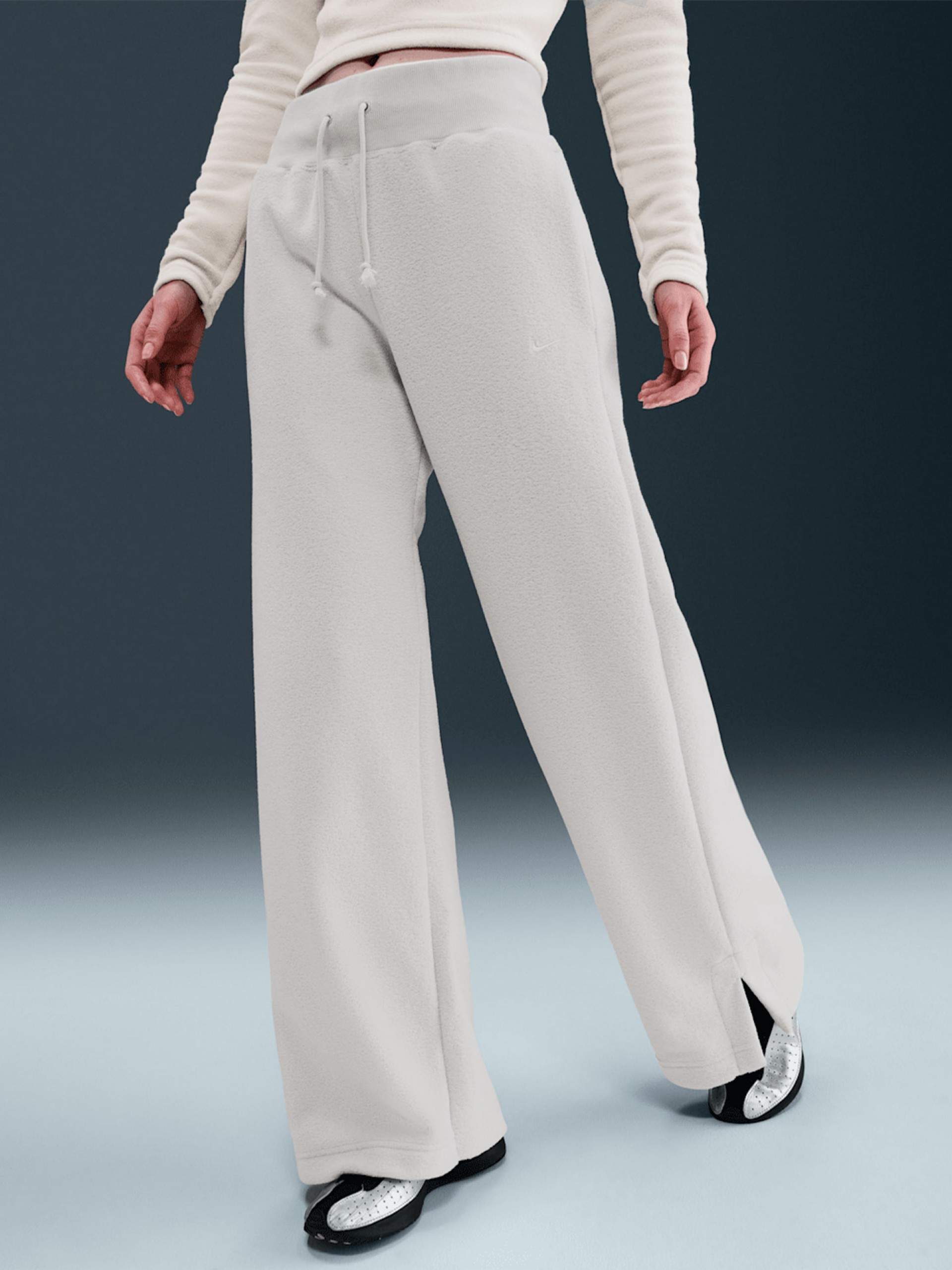 Calças Nike Sportswear Phoenix Plush High Rise Cinzentas Para Mulher