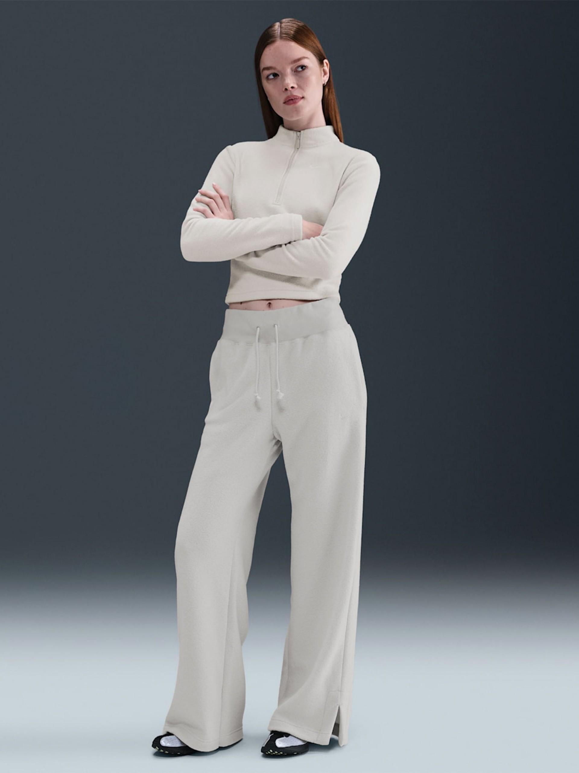 Calças Nike Sportswear Phoenix Plush High Rise Cinzentas Para Mulher