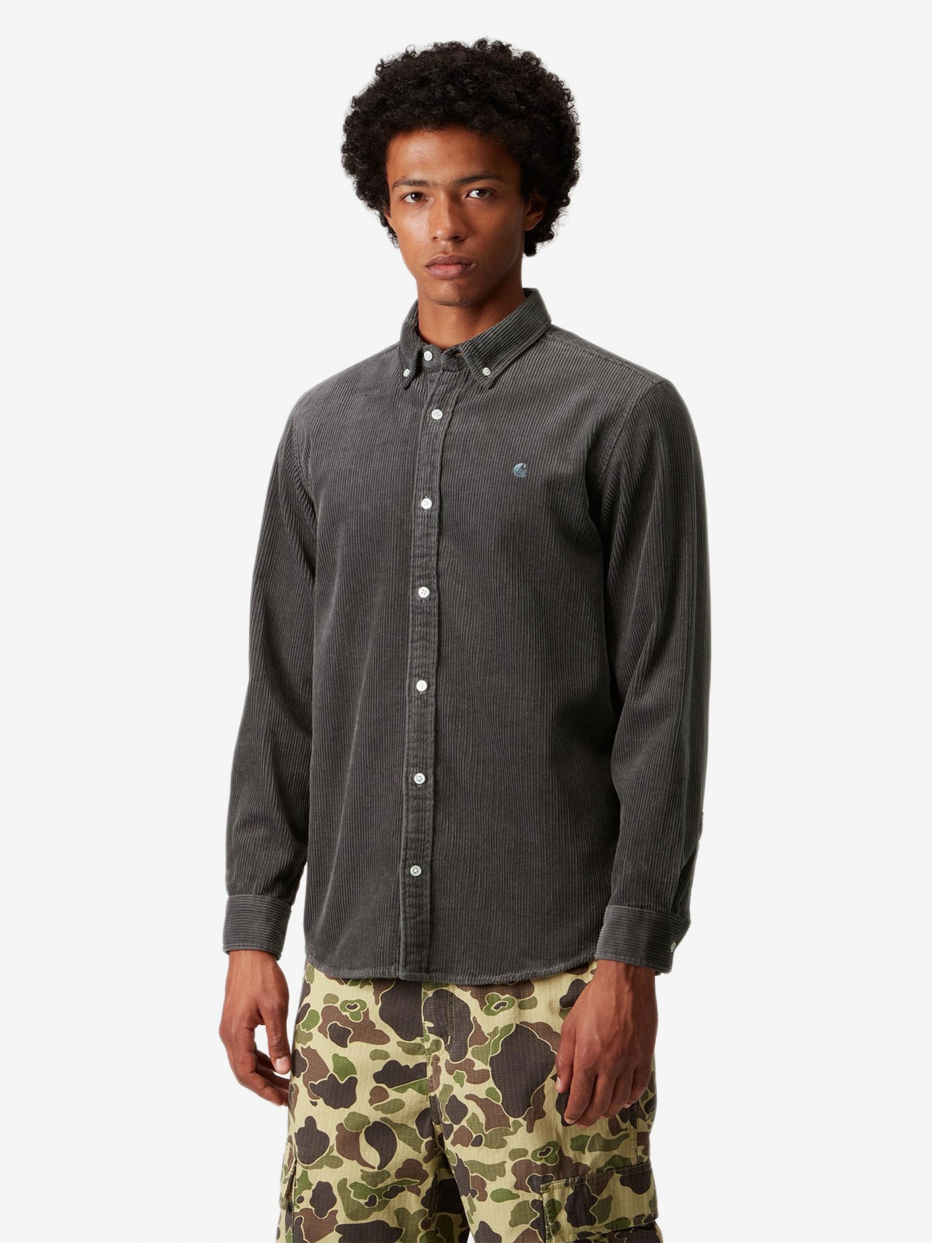 Camisa Carhartt WIP Madison Cord Bombazina Cinzenta