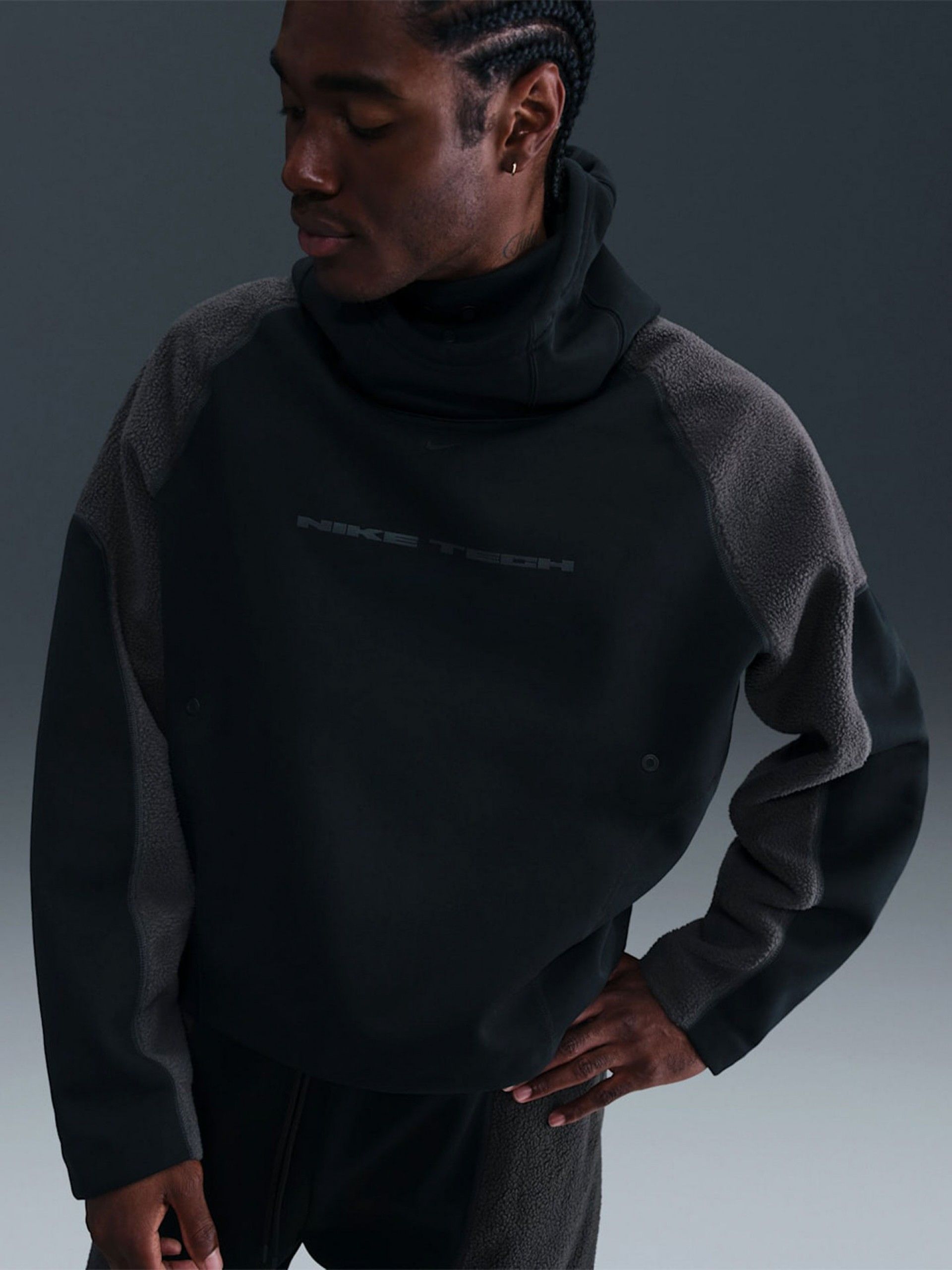 Camisola com Capuz Nike Tech Boreas Preta e Cinzenta Para Homem