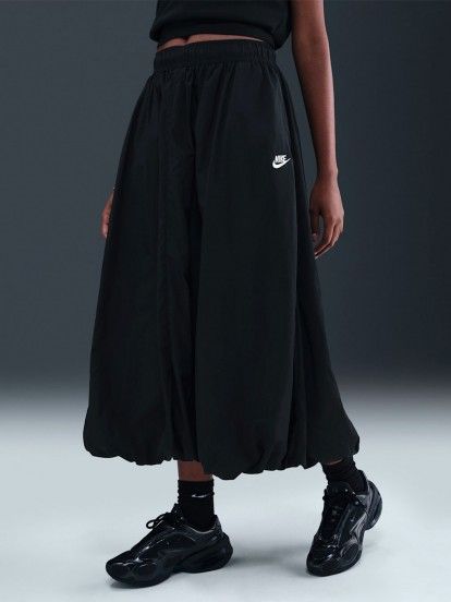 Falda Nike Sportswear Windrunner High Rise De Nylon Negra Para Mujer