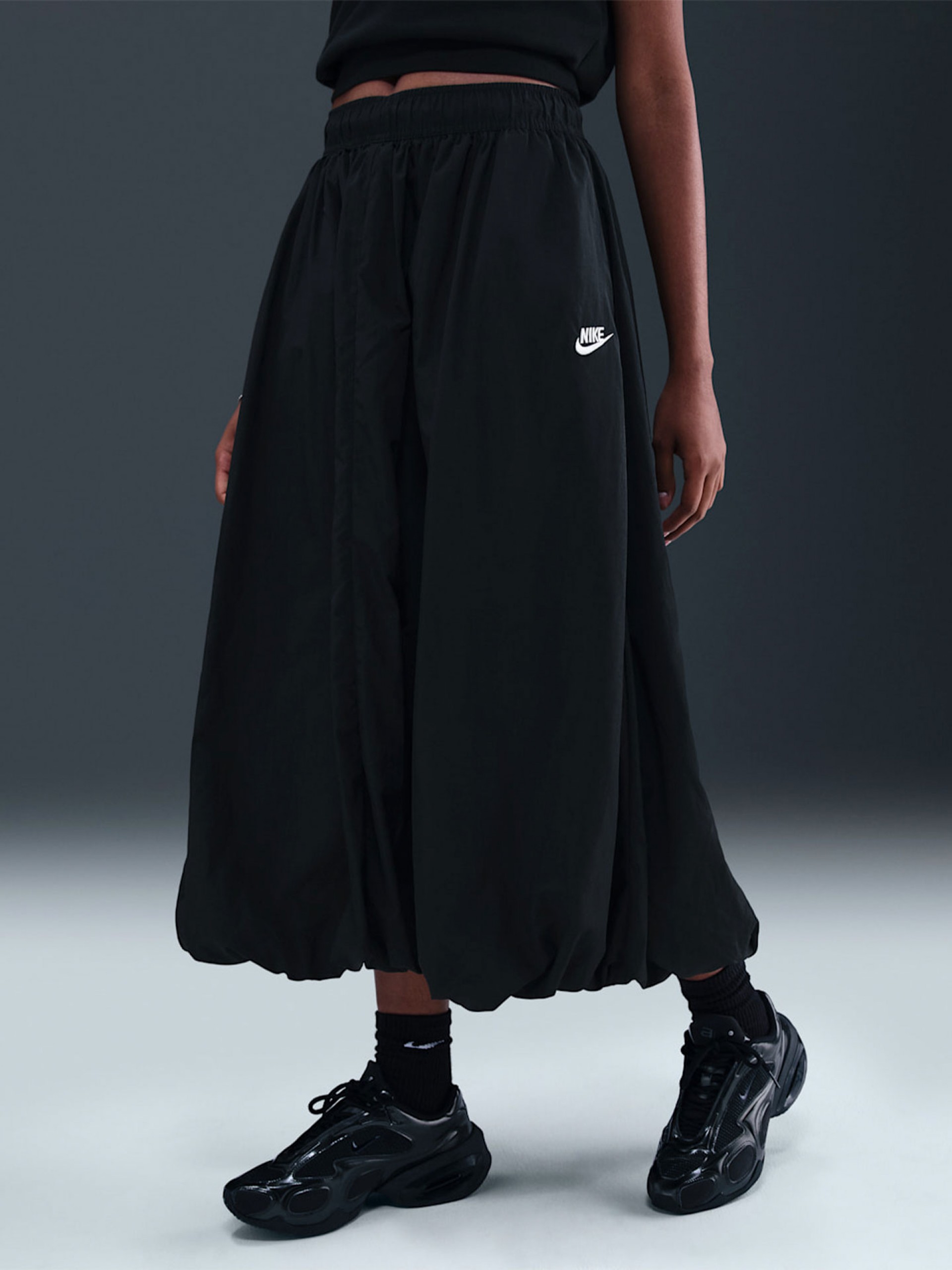 Nike Sportswear Windrunner High Rise Nylon Black Skirt For Women