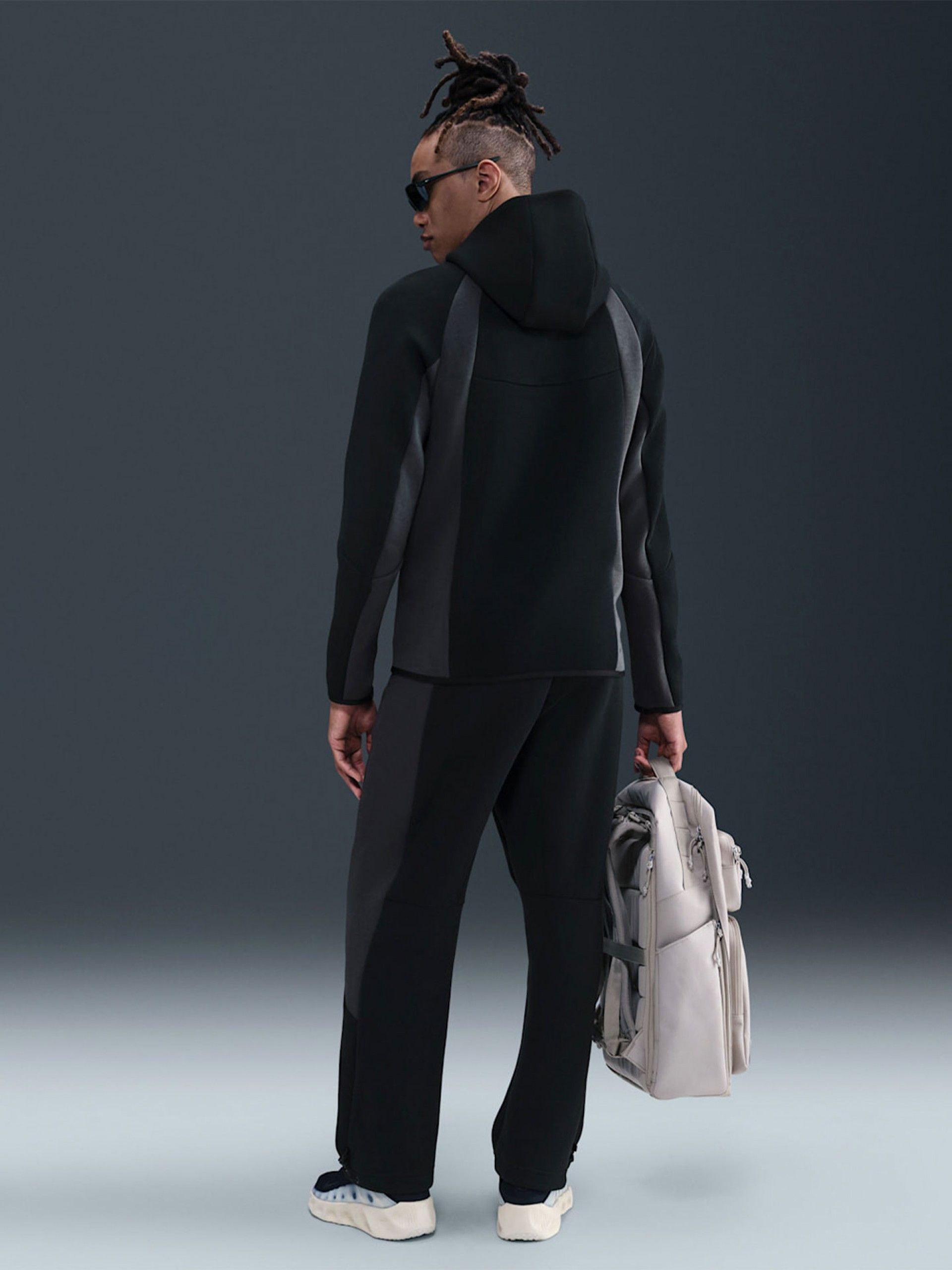 Pantalones Nike Tech Fleece Colour-Block Open-Hem Negros y Grises Para Hombre