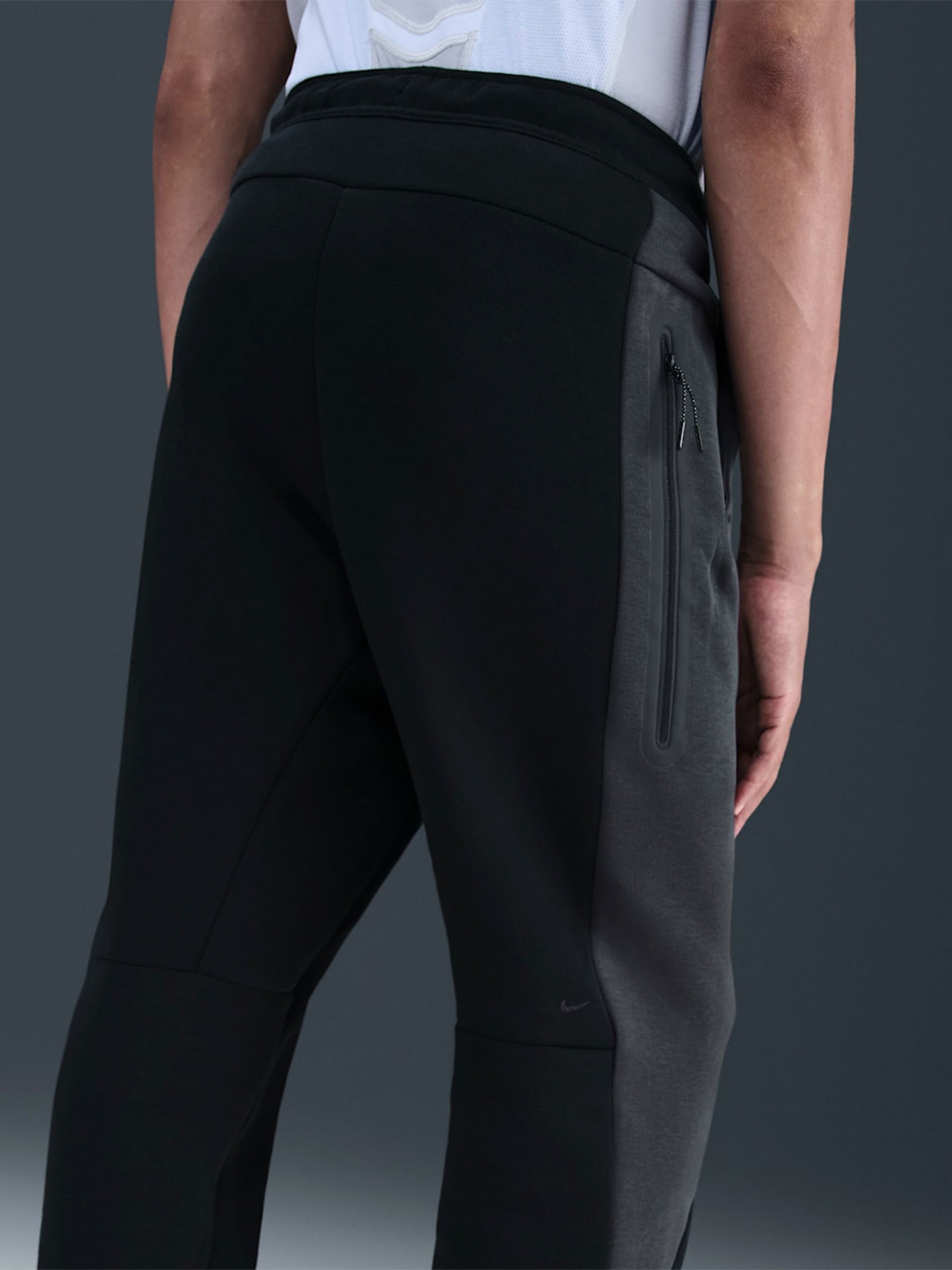 Pantalones Nike Tech Fleece Colour-Block Open-Hem Negros y Grises Para Hombre