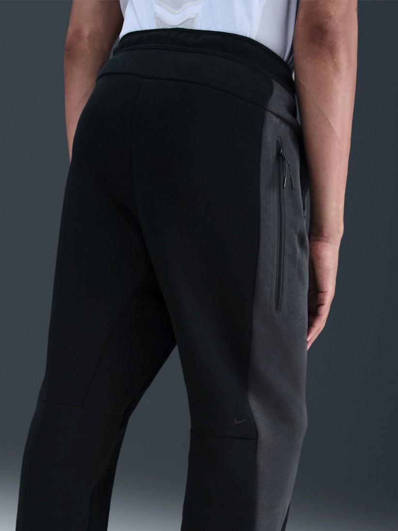 Nike Tech Fleece Colour-Block Open-Hem Black and Grey Trousers For Men