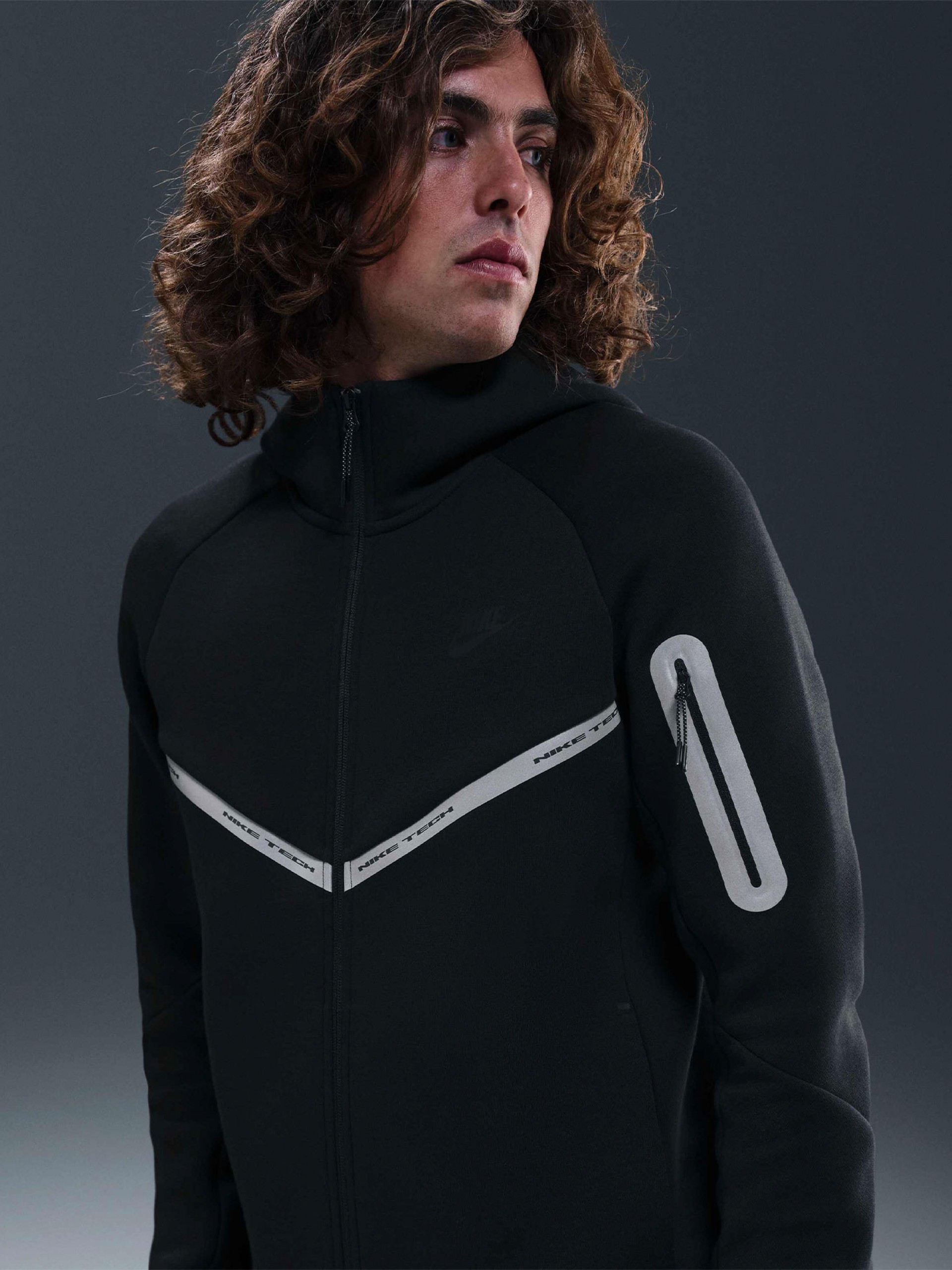 Chaqueta con Capucha Nike Tech Fleece Windrunner Reflective Negra Para Hombre