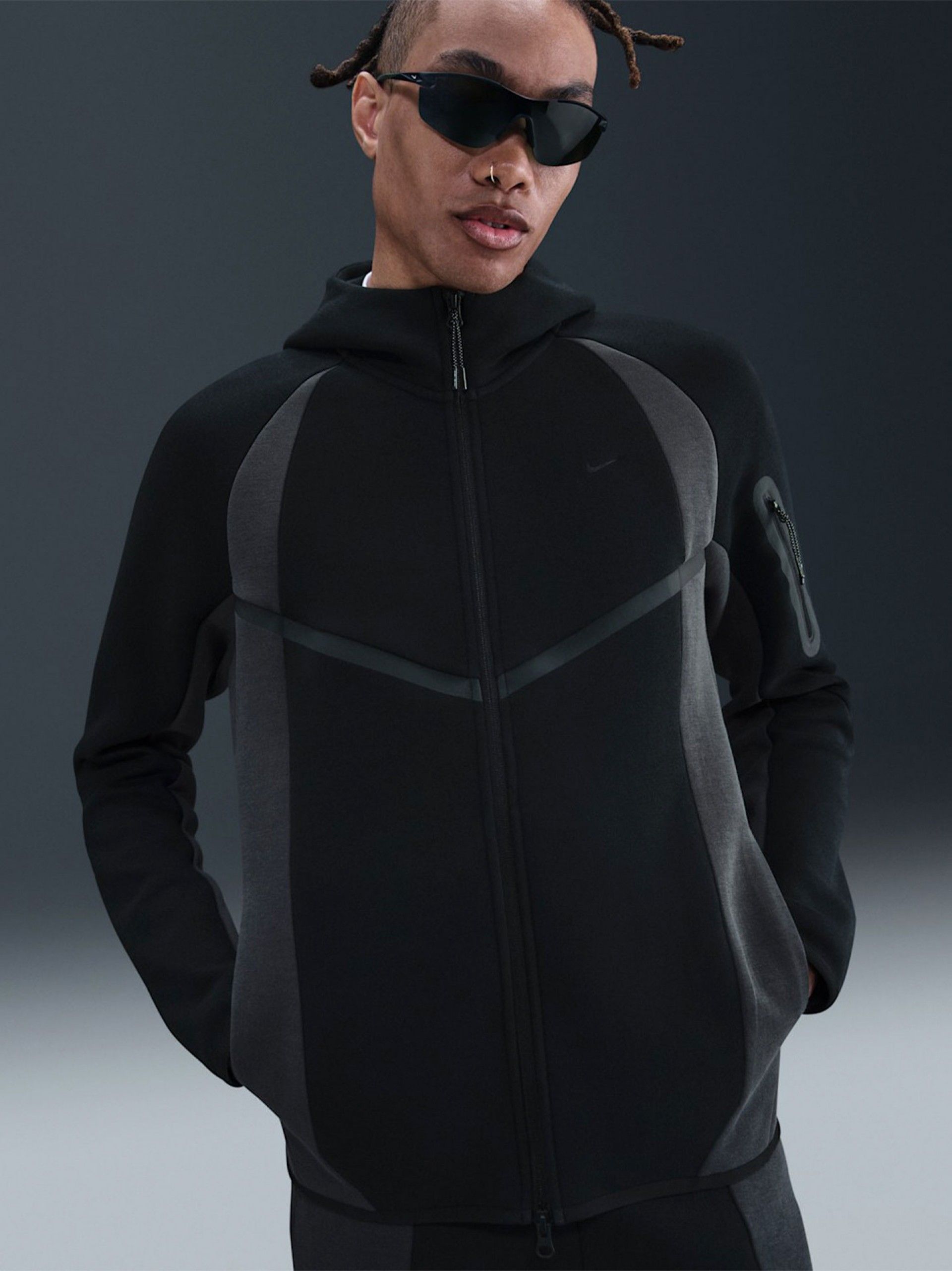Chaqueta con Capucha Nike Tech Fleece Windrunner Negra Para Hombre