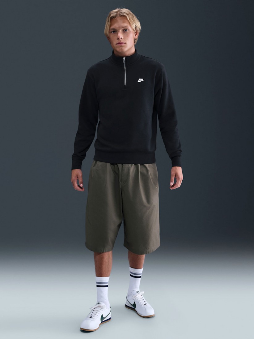 Camisola com Fecho Nike Sportswear Club Fleece Preta Para Homem Camisola com Fecho Nike Sportswear Club Fleece Preta Para Homem