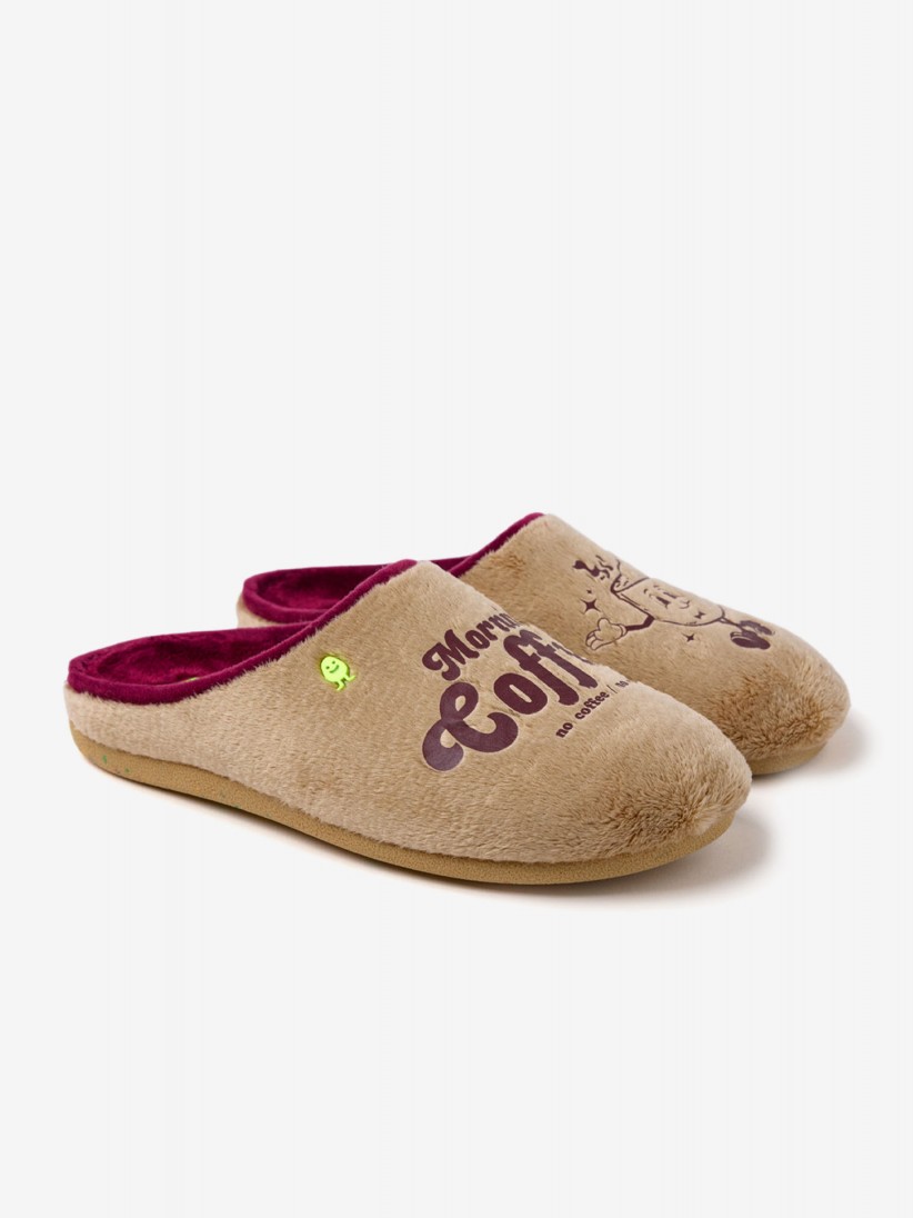 Hot Potatoes Pinckney Beige and Burgundy Slippers For Men