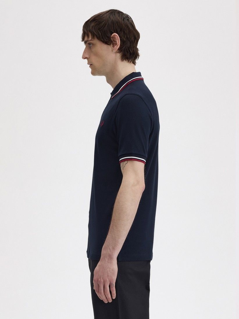 Fred Perry M3600 Twin Tipped Blue and Red Polo Shirt