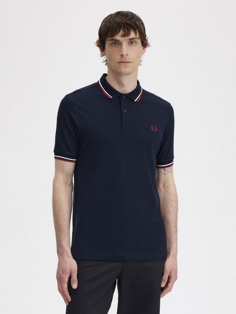 Fred Perry M3600 Twin Tipped Blue and Red Polo Shirt