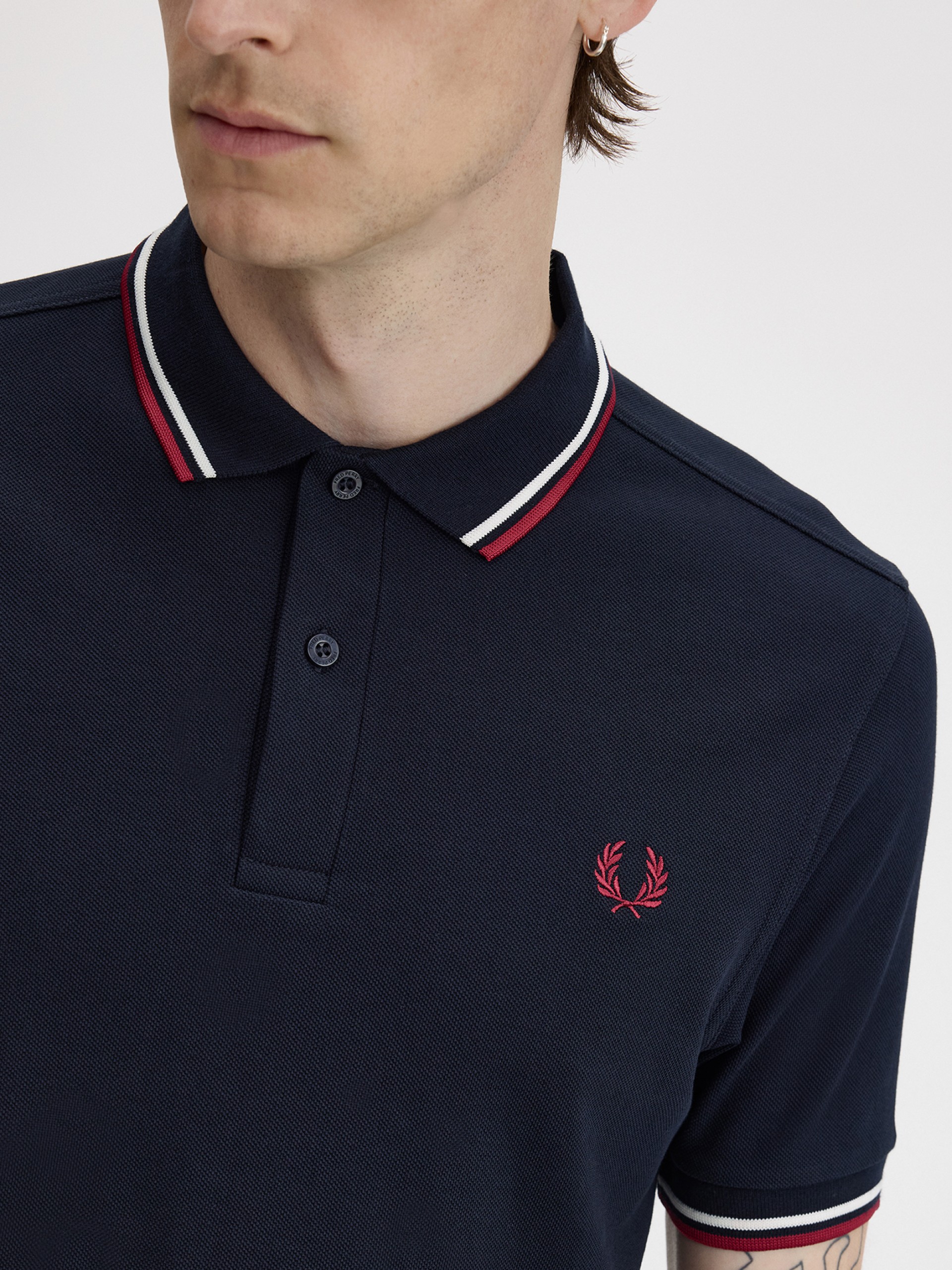 Polo Fred Perry M3600 Twin Tipped Azul y Rojo