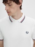 Fred Perry M3600 Twin Tipped White and Blue Polo Shirt