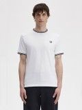 T-shirt Fred Perry Twin Tipped Branca e Preta T-shirt Fred Perry Twin Tipped Branca e Preta
