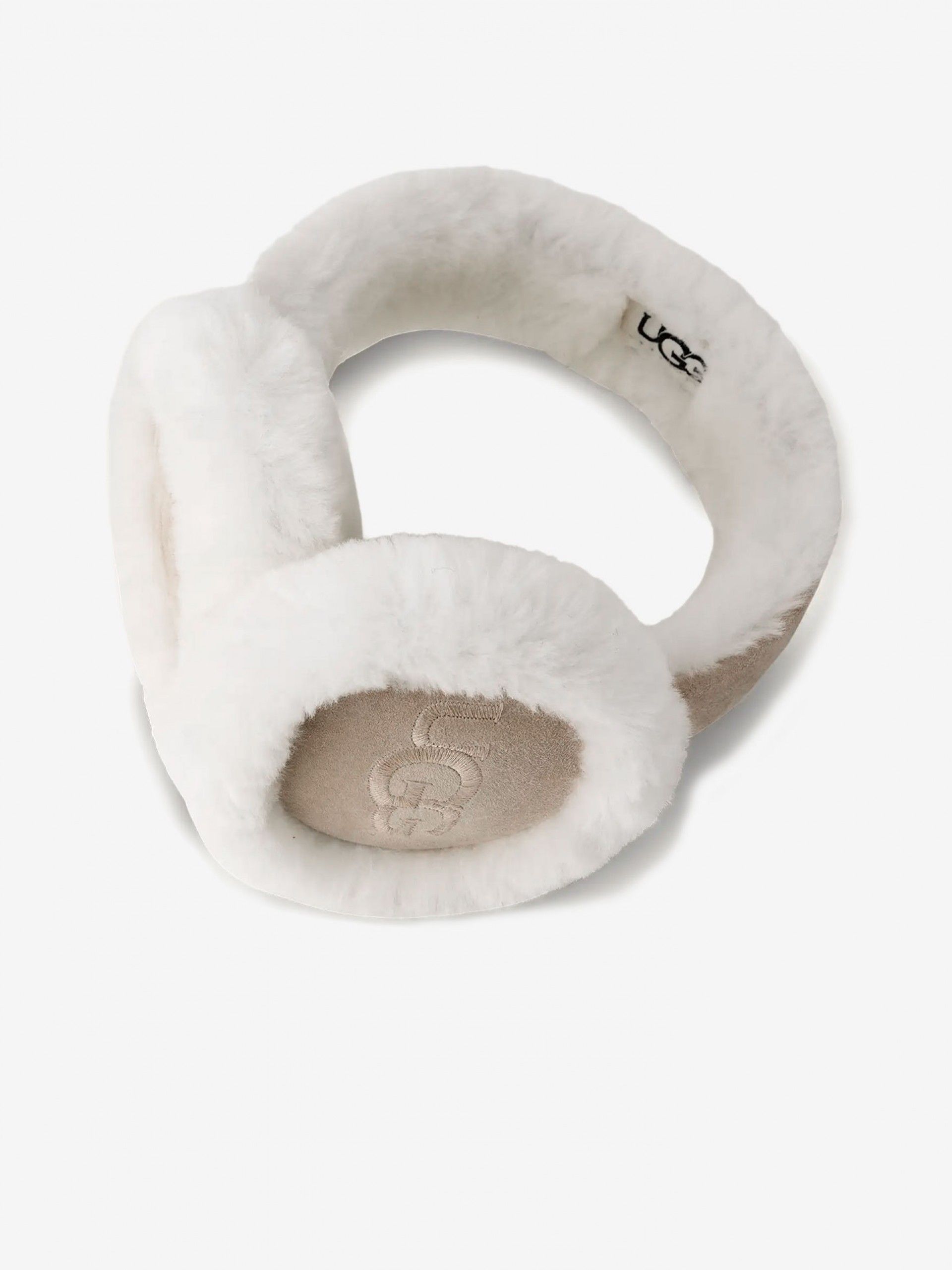 Protetor de Orelhas Ugg Sheepskin Embroidery Bege Para Mulher