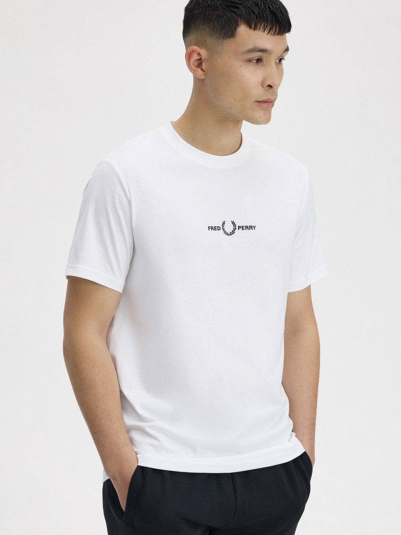T-shirt Fred Perry Embroidered Branca T-shirt Fred Perry Embroidered Branca