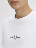 T-shirt Fred Perry Embroidered Branca T-shirt Fred Perry Embroidered Branca