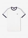 Camiseta Fred Perry Taped Ringer Blanca y Negra