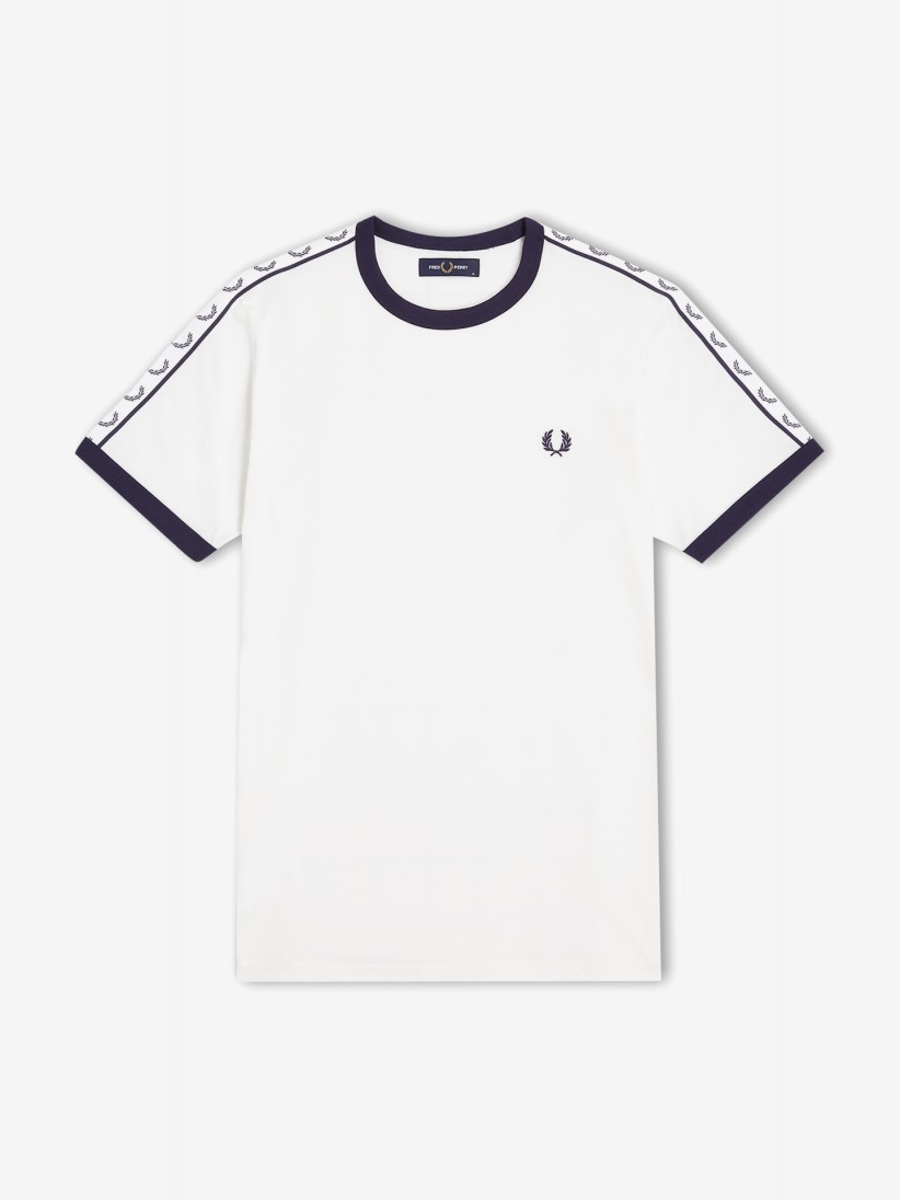 Camiseta Fred Perry Taped Ringer Blanca y Negra