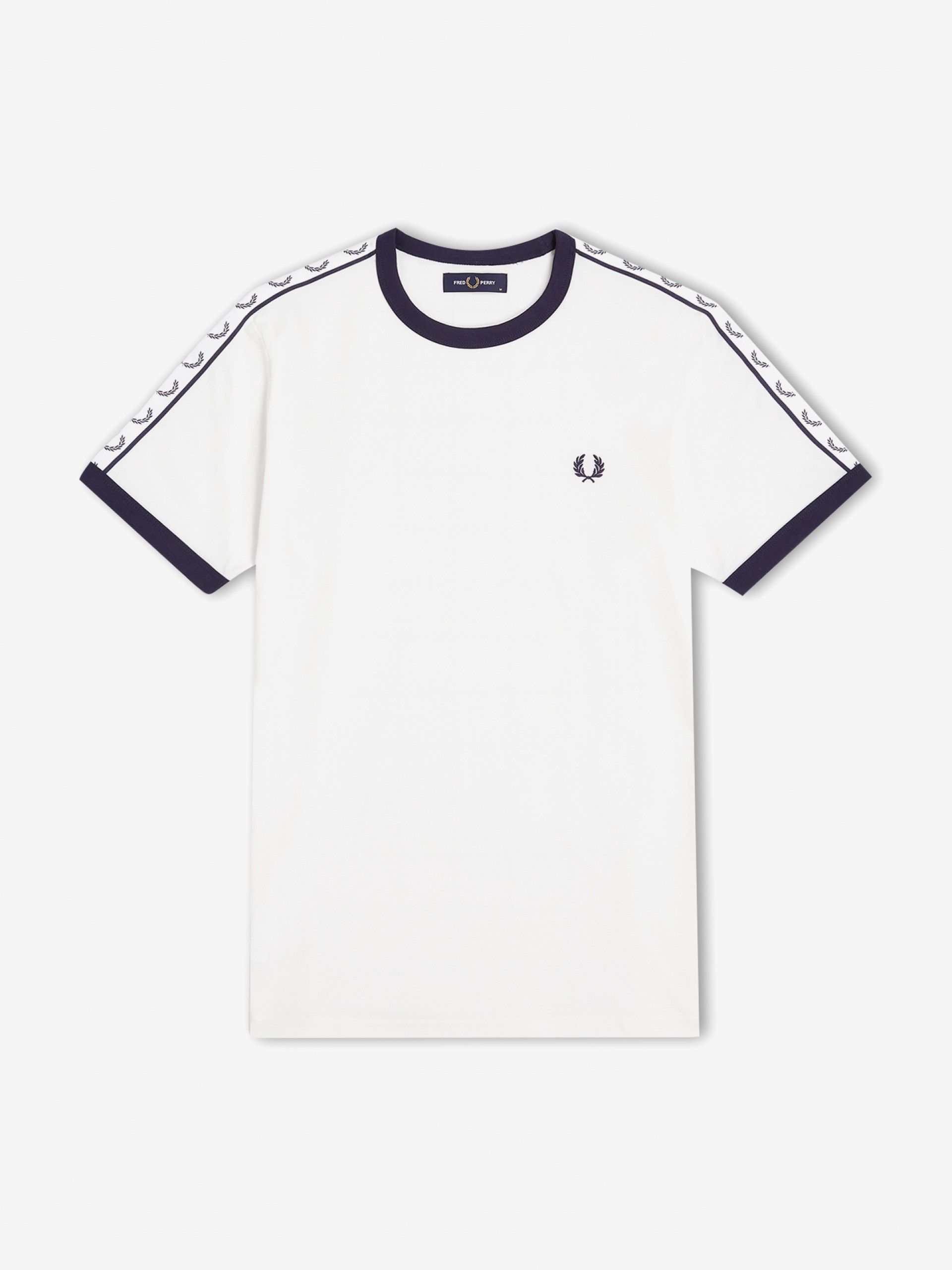 T-shirt Fred Perry Taped Ringer Branca e Preta