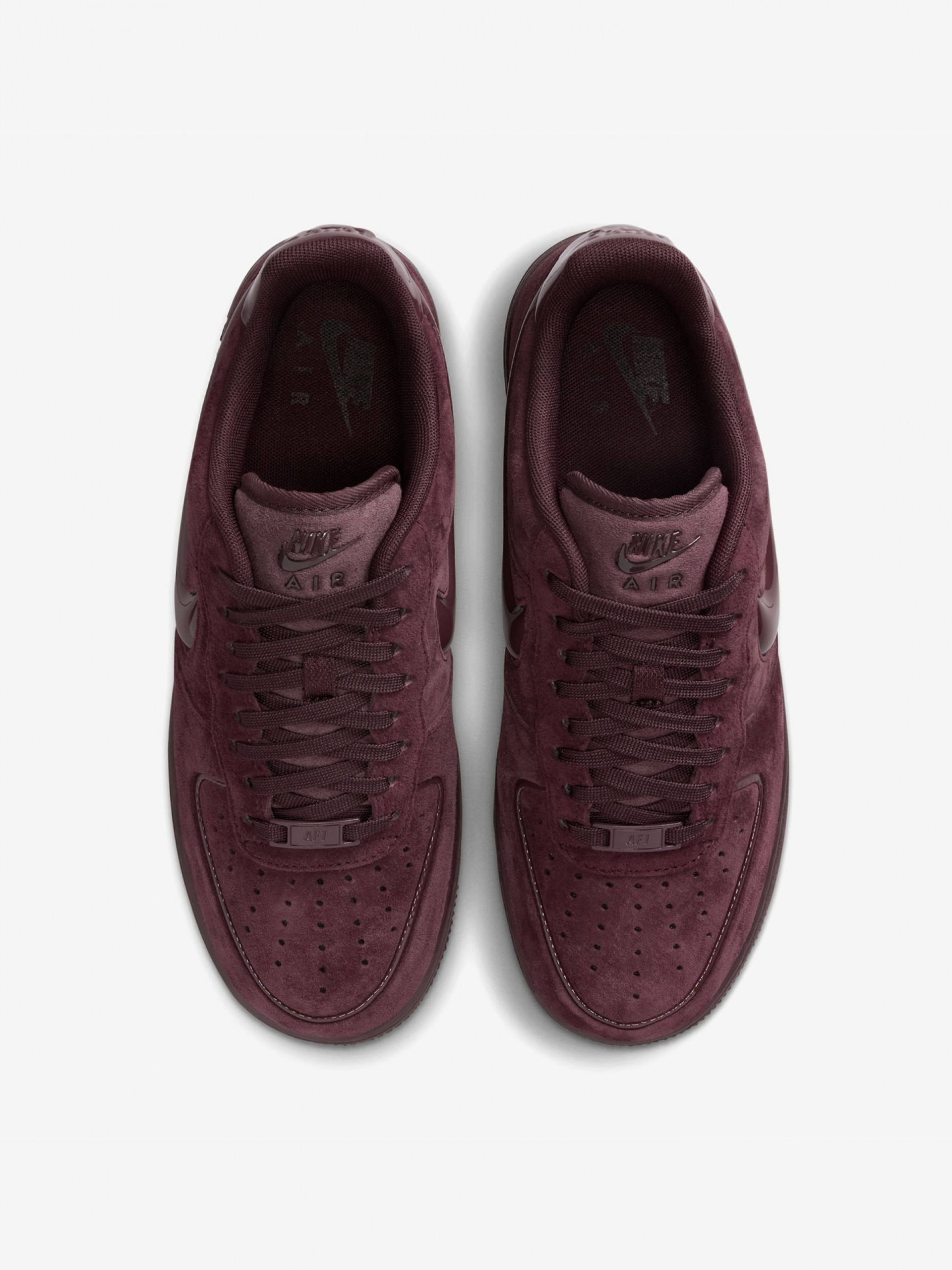 Nike Air Force 1 07 Burgundy Suede Sneakers For Women