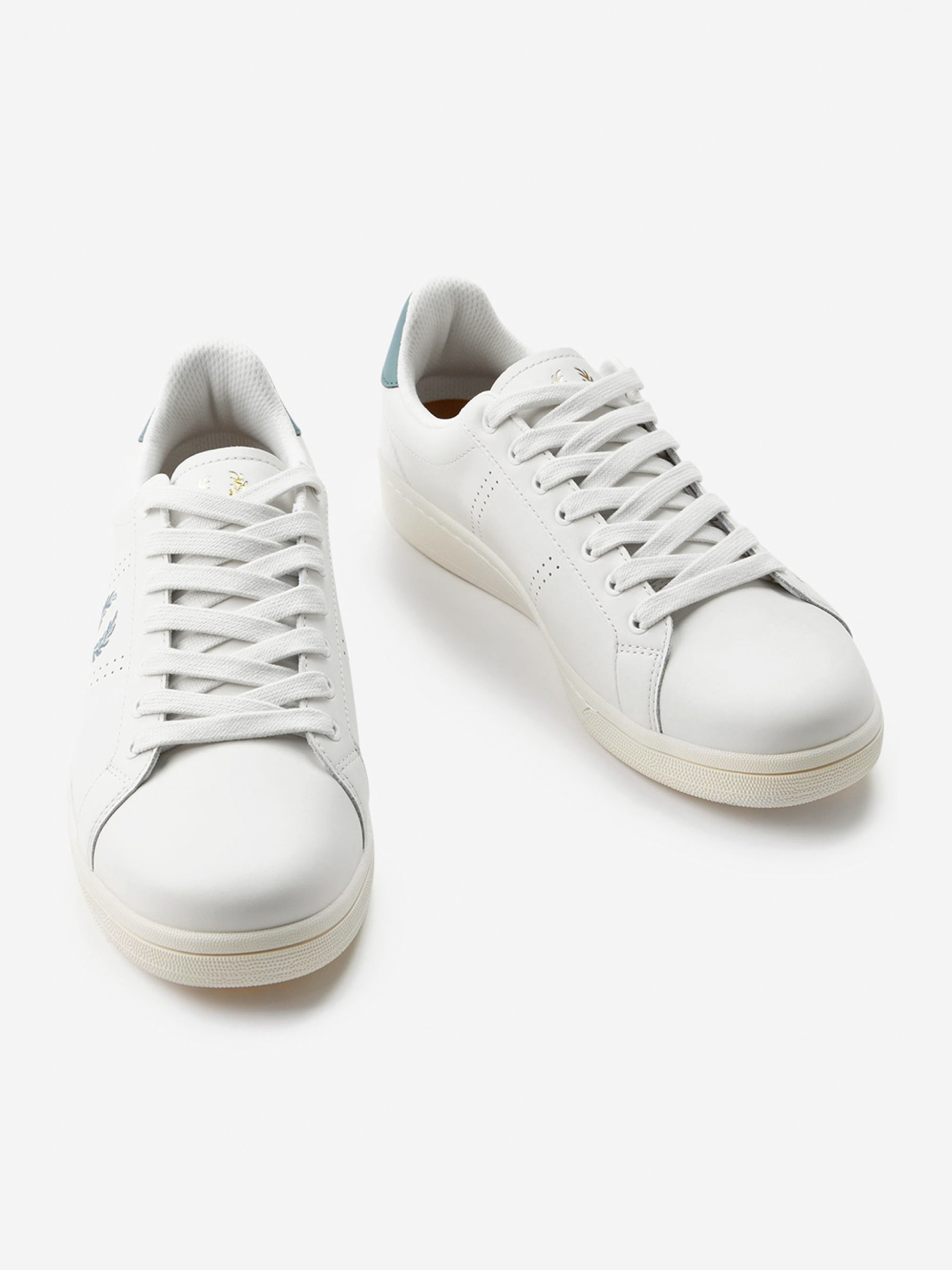 Sapatilhas Fred Perry B721 Em Pele Brancas e Azuis