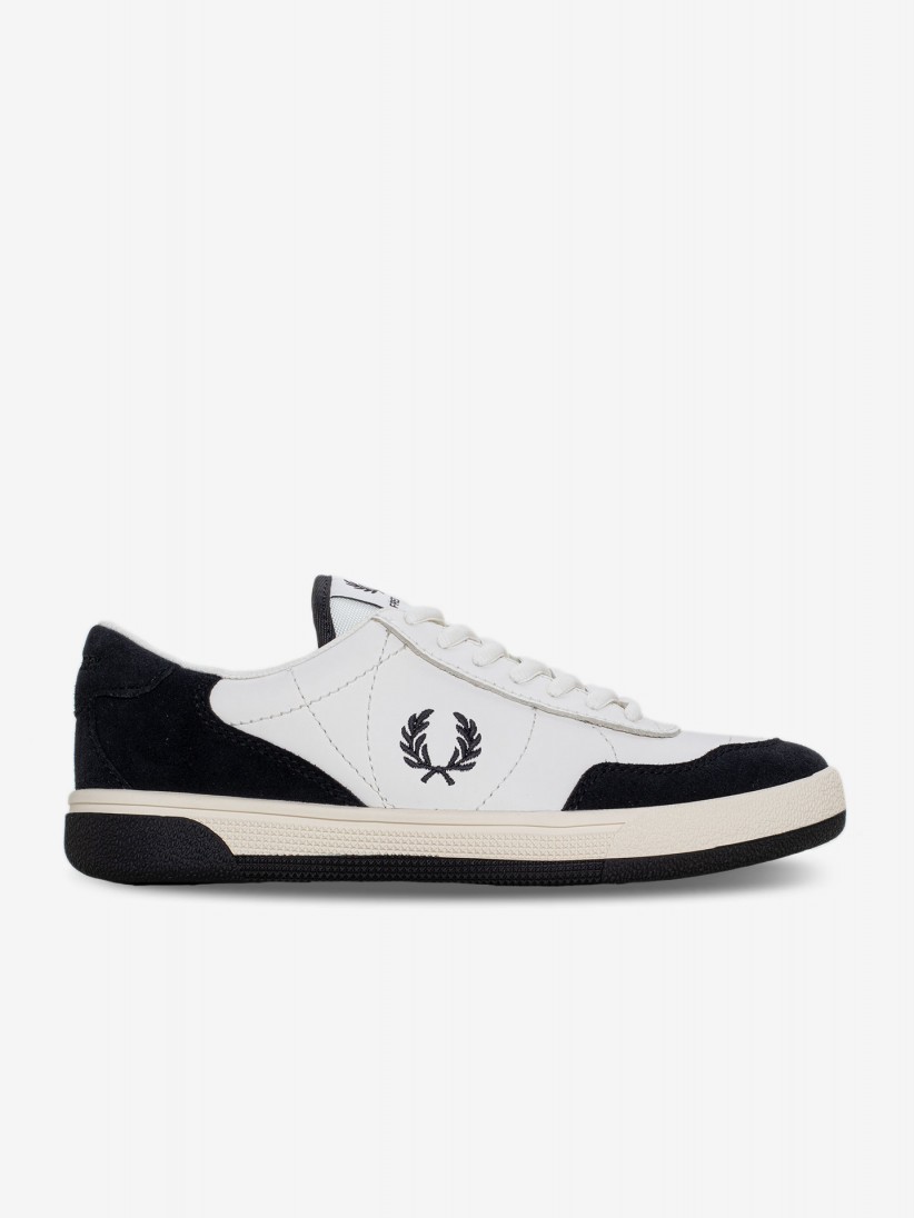Fred Perry B11 Leather and Suede White and Black Sneakers