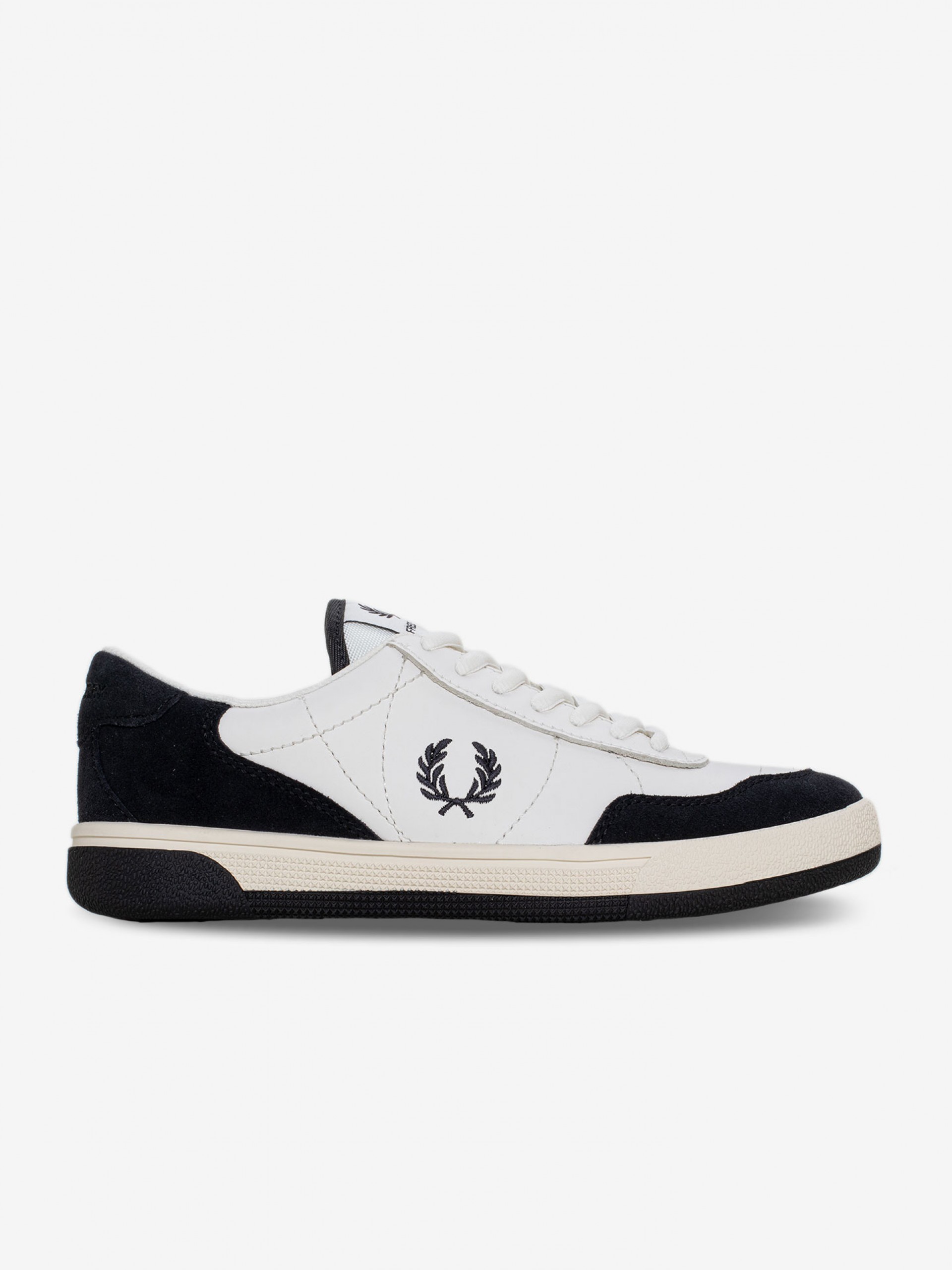 Fred Perry B11 Leather and Suede White and Black Sneakers