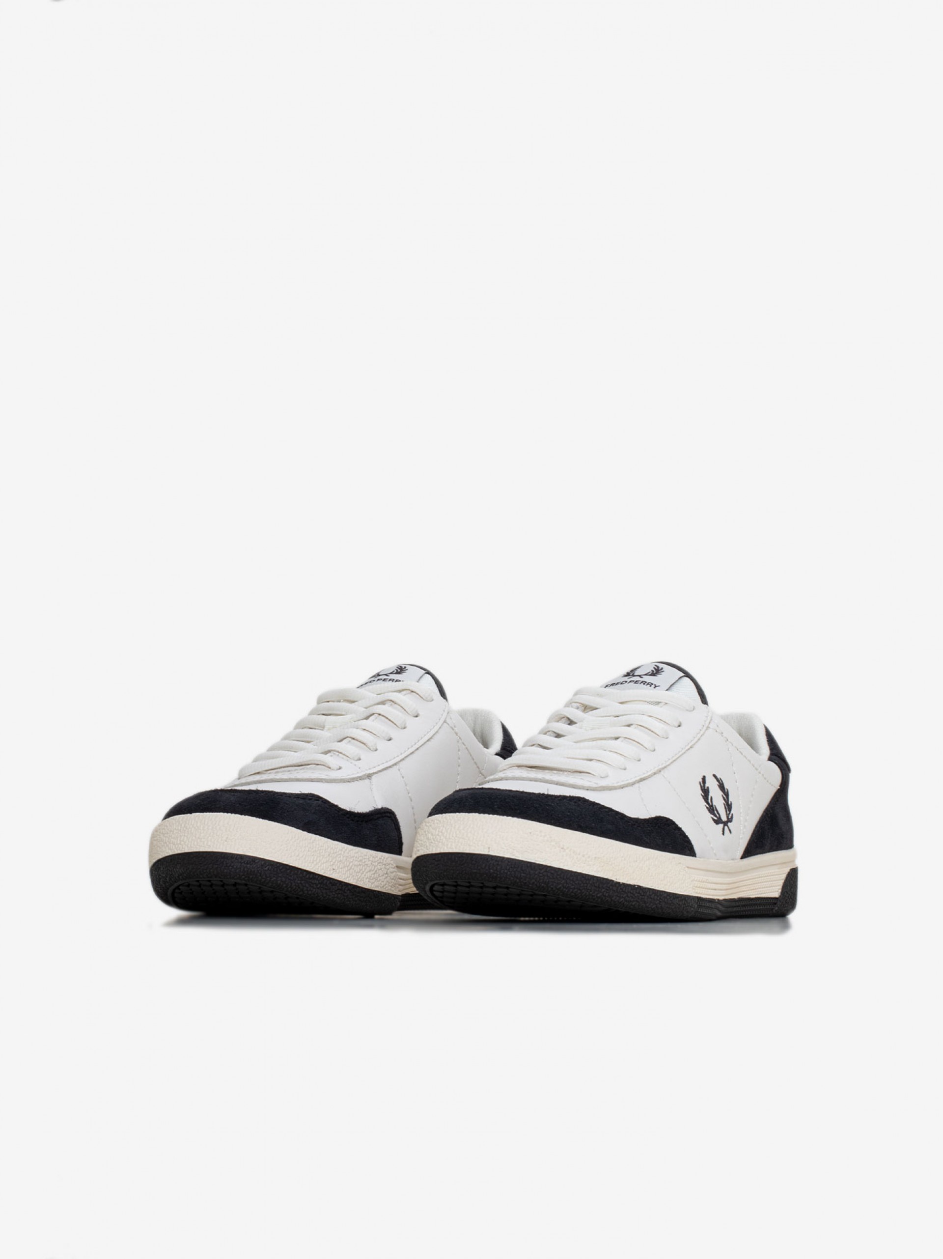 Fred Perry B11 Leather and Suede White and Black Sneakers
